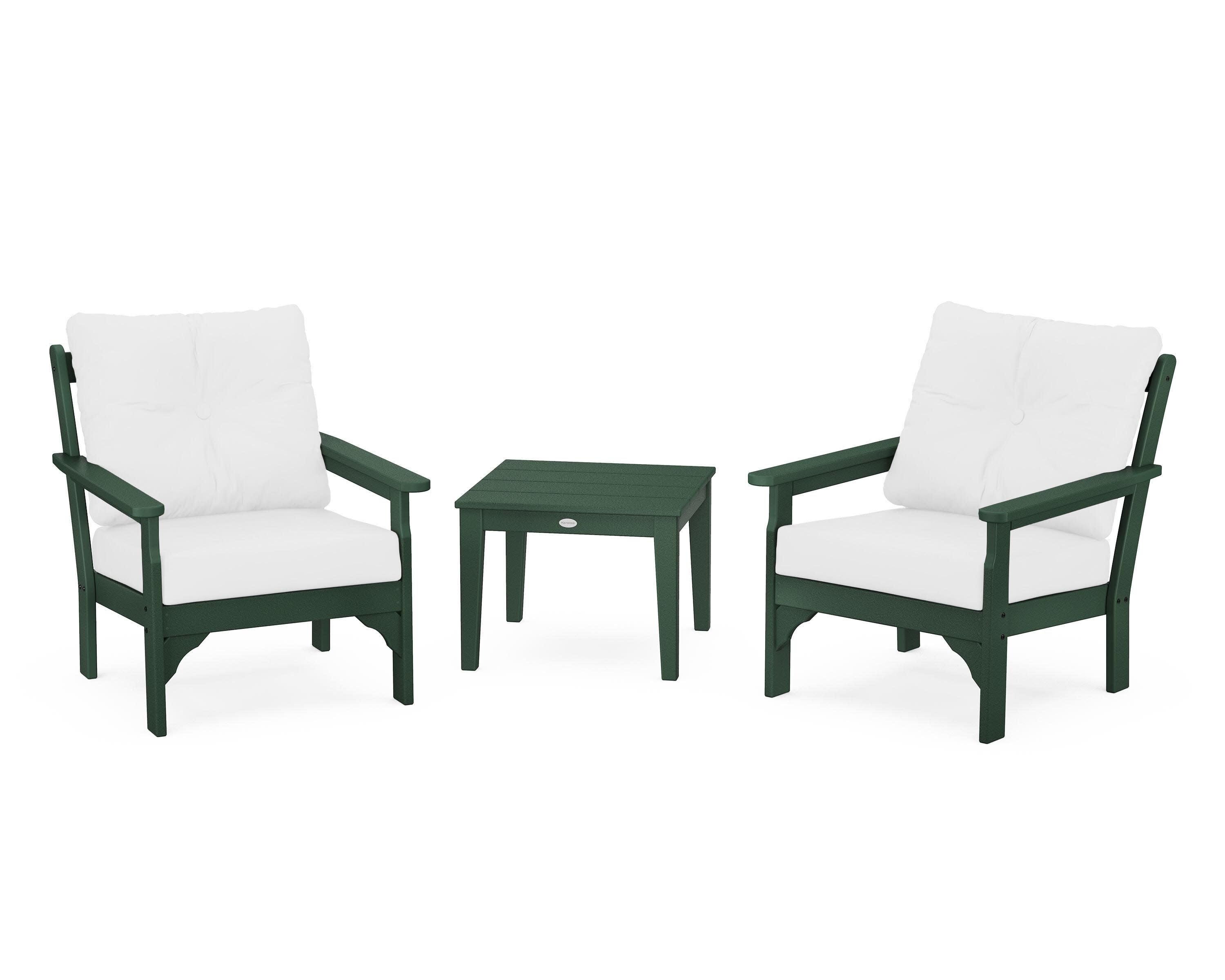 Vineyard 3-Piece Deep Seating Set in Green / Natural