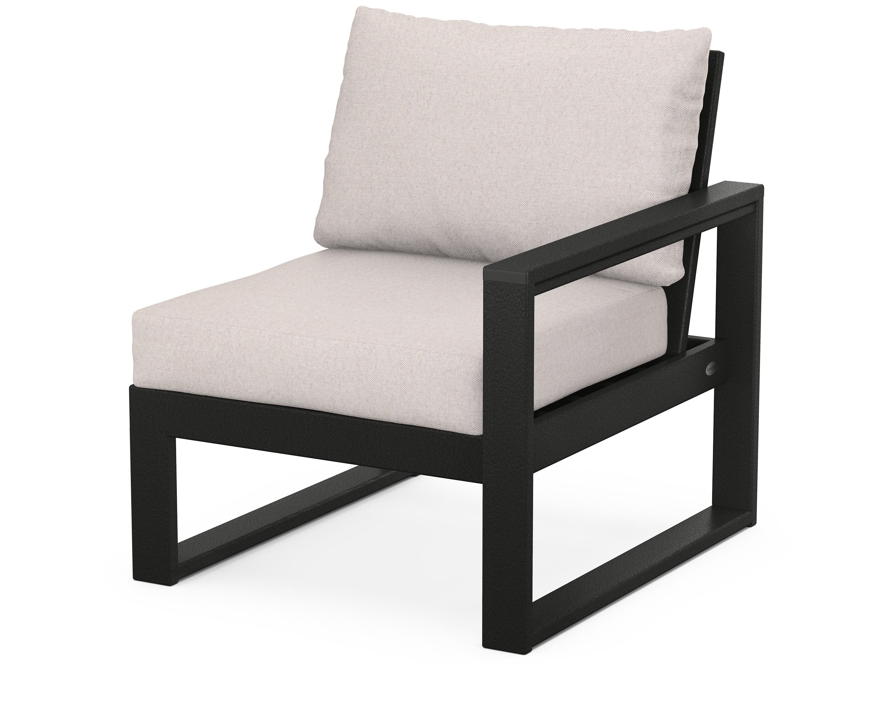 EDGE Modular Right Arm Chair in Black / Dune Burlap