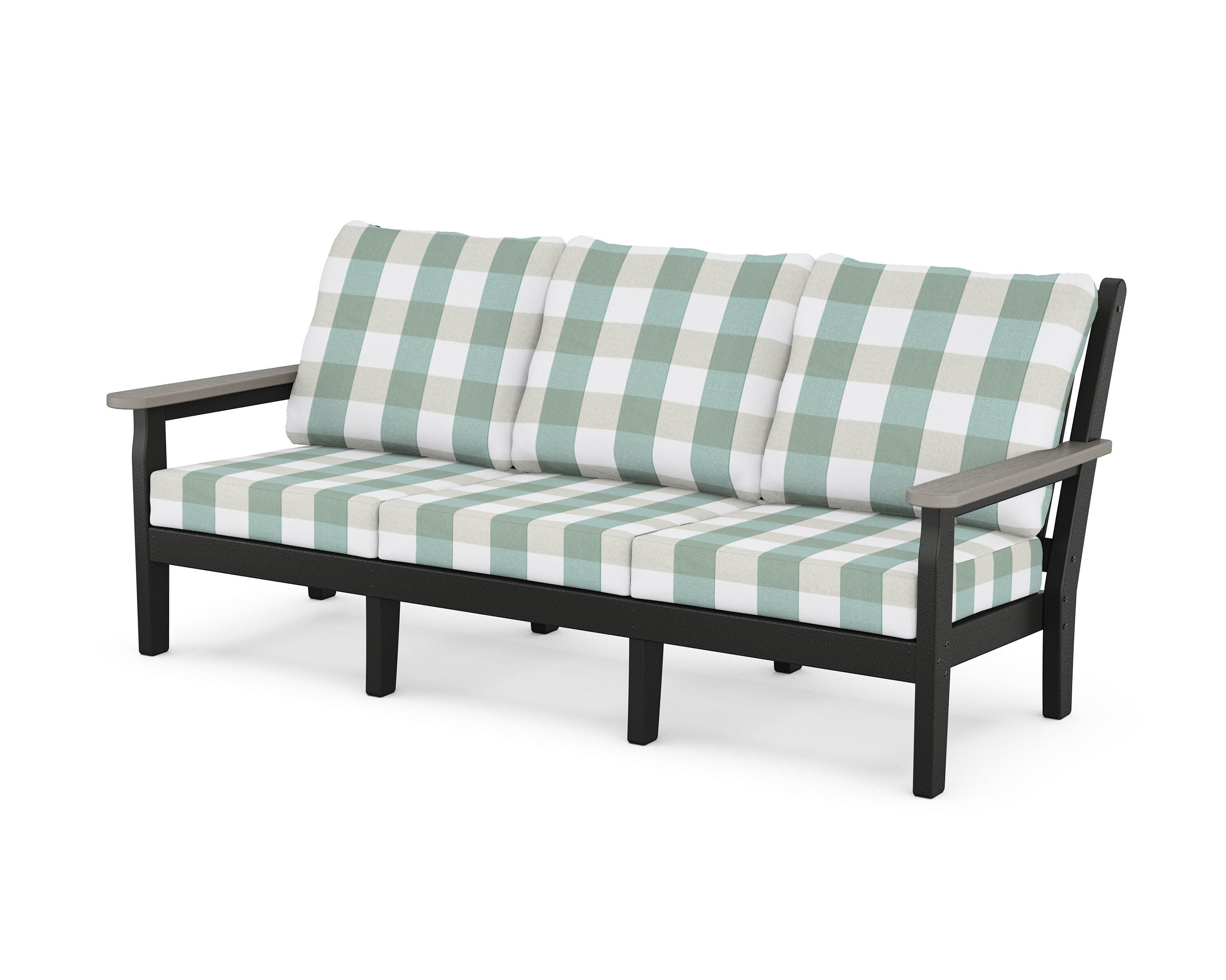 Chippendale Deep Seating Sofa in Black / Driftwood / Buffalo Plaid Glacier Spa