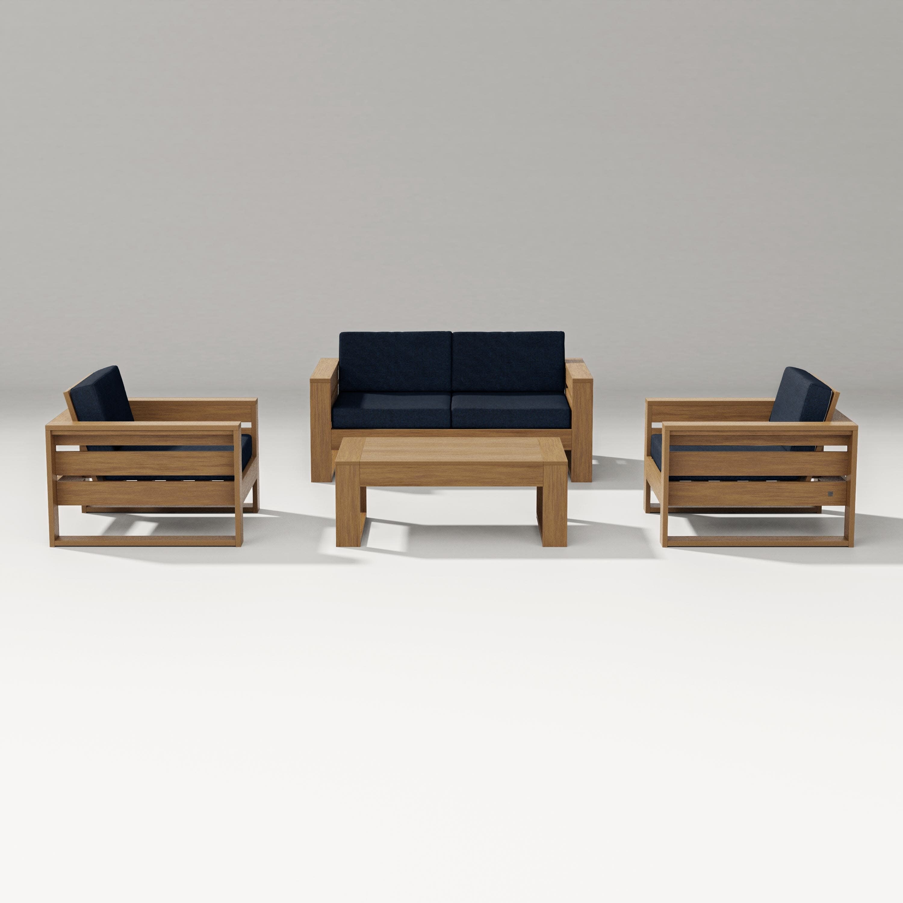 Latitude 4-Piece Lounge Loveseat Set in Natural / Marine Indigo
