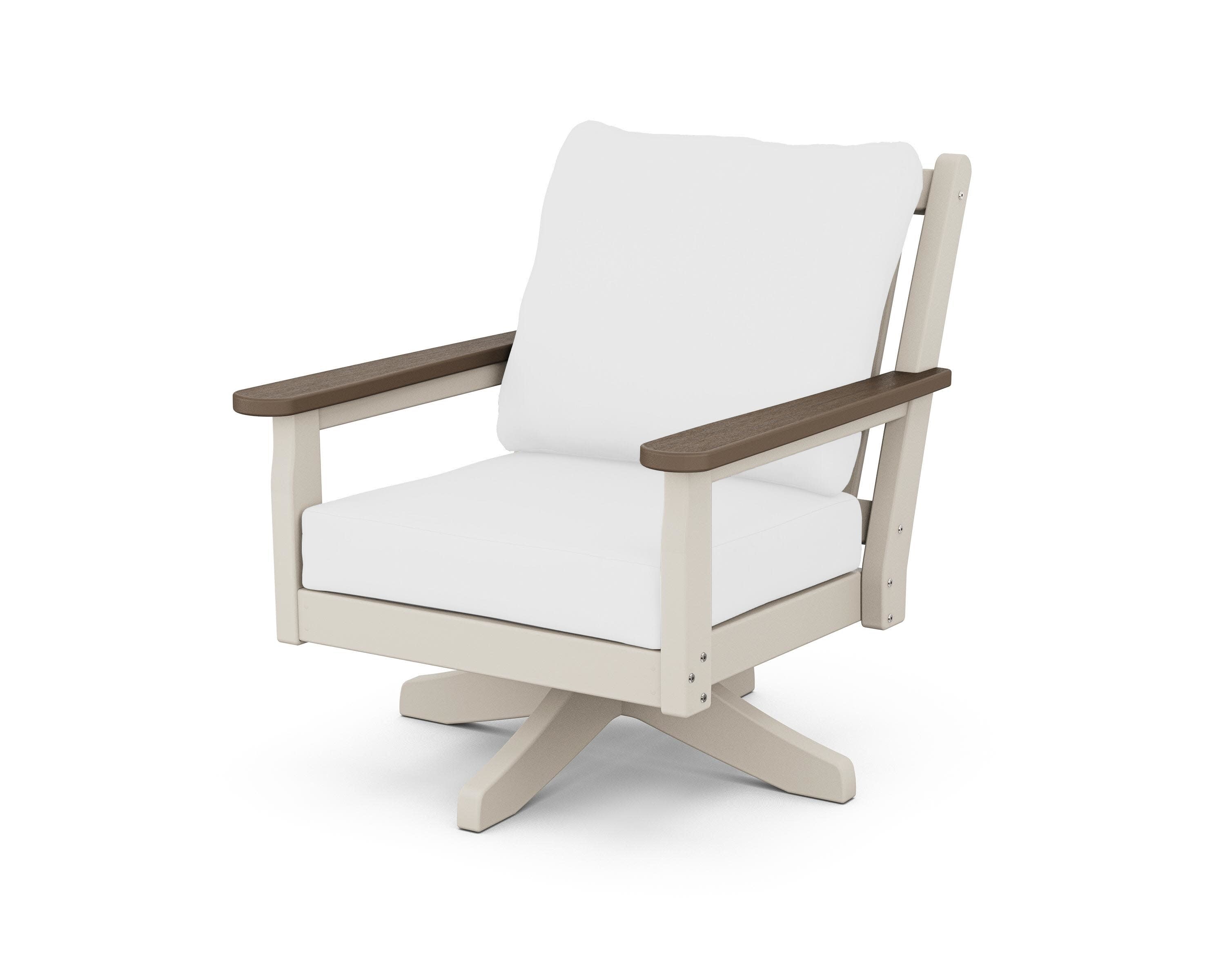 Chippendale Deep Seating Swivel Chair in Sand / Kona / Natural