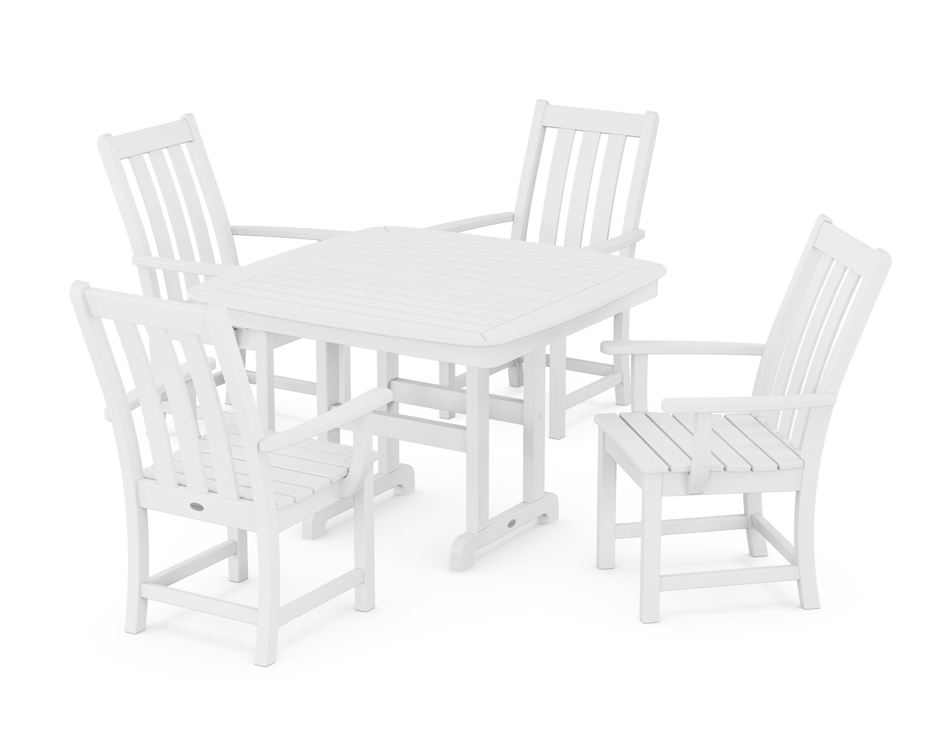Vineyard 5-Piece Dining Set with Trestle Legs in White
