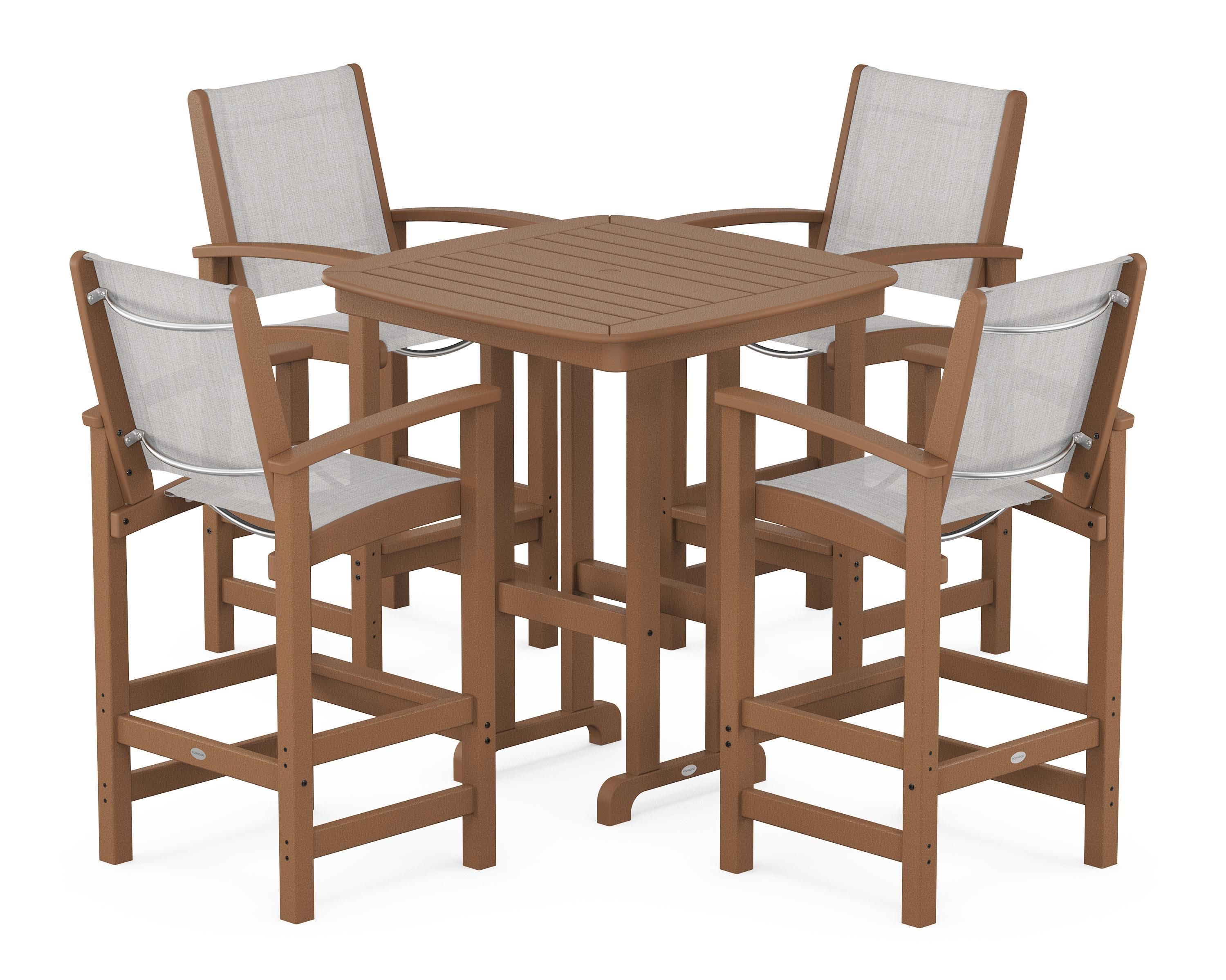 Coastal 5-Piece Bar Set in Teak / Parchment Sling