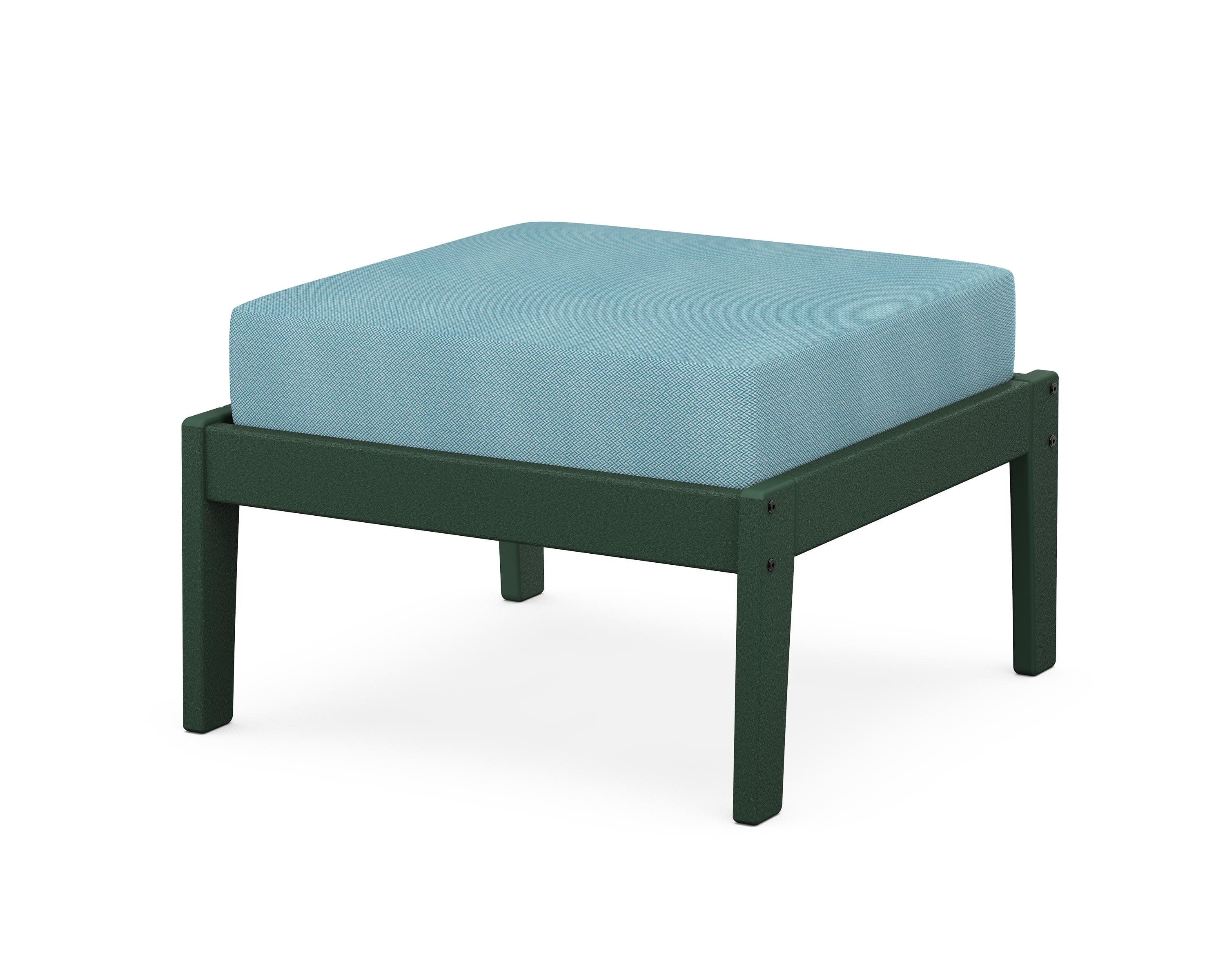 Deep Seating Ottoman in Green / Lattice Sky Blue