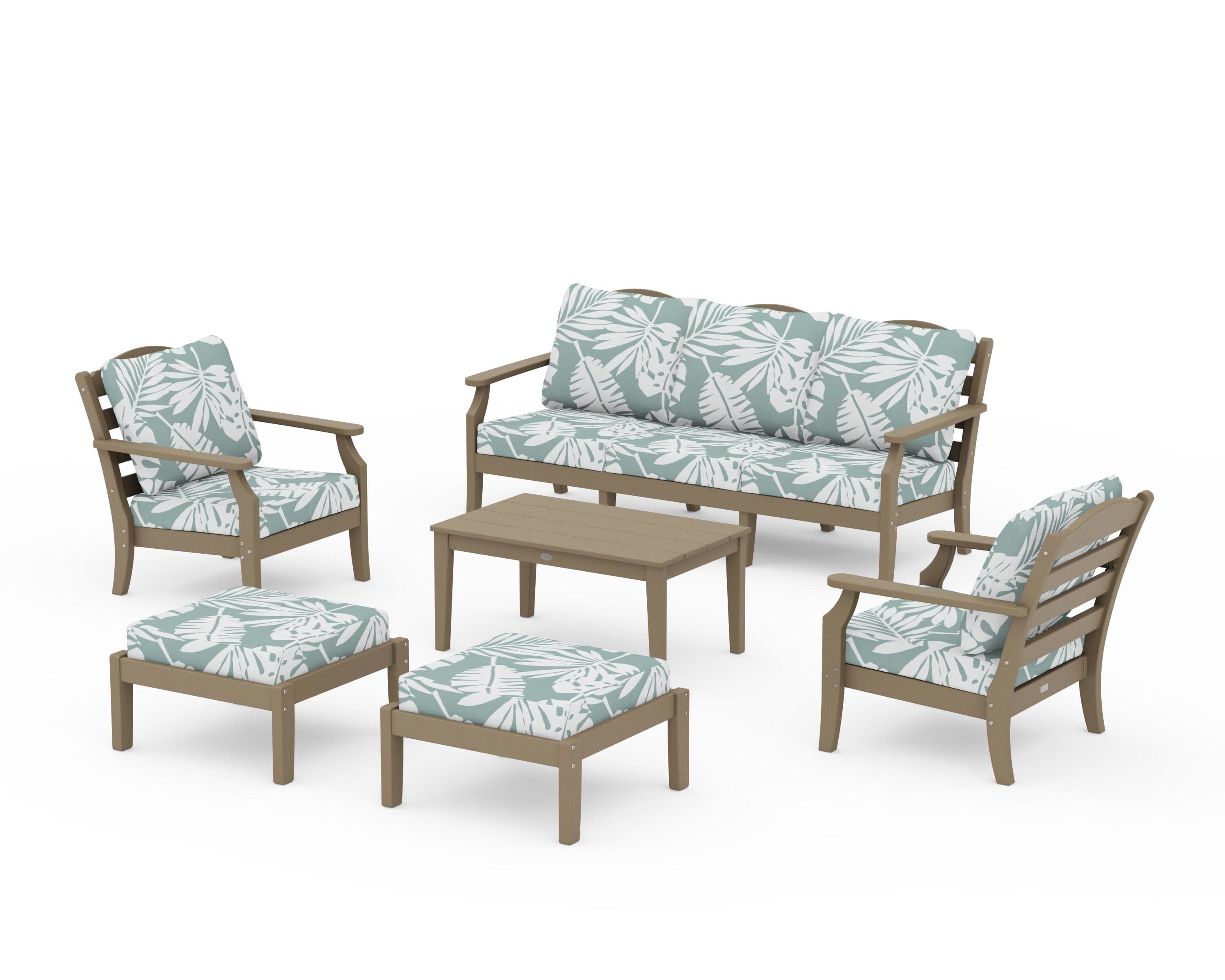 Savannah 6-Piece Lounge Sofa Set in Vintage Sahara / Leaf Glacier Spa