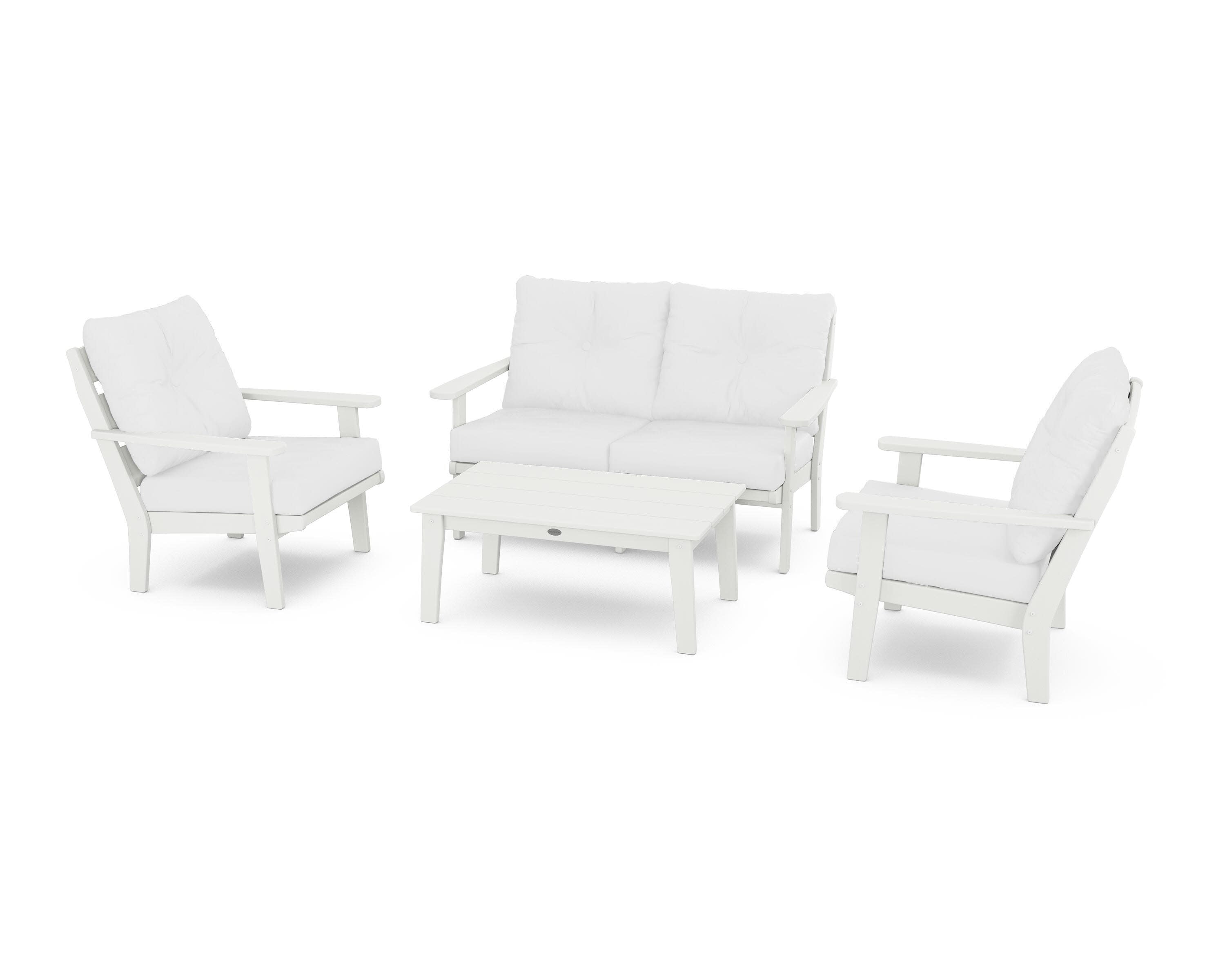 Lakeside 4-Piece Deep Seating Set in Vintage White / Natural