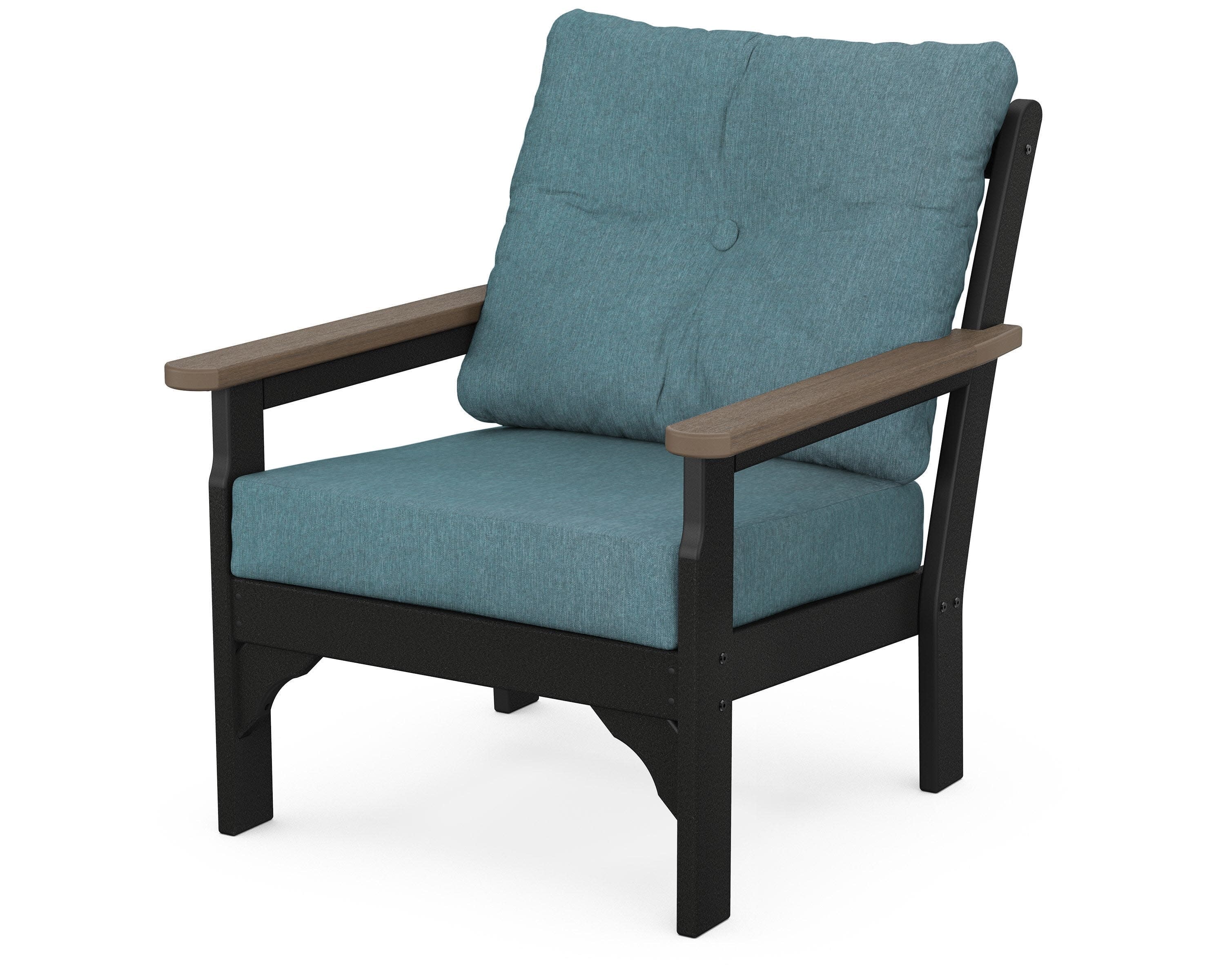 Vineyard Deep Seating Chair in Black / Kona / Ocean Teal