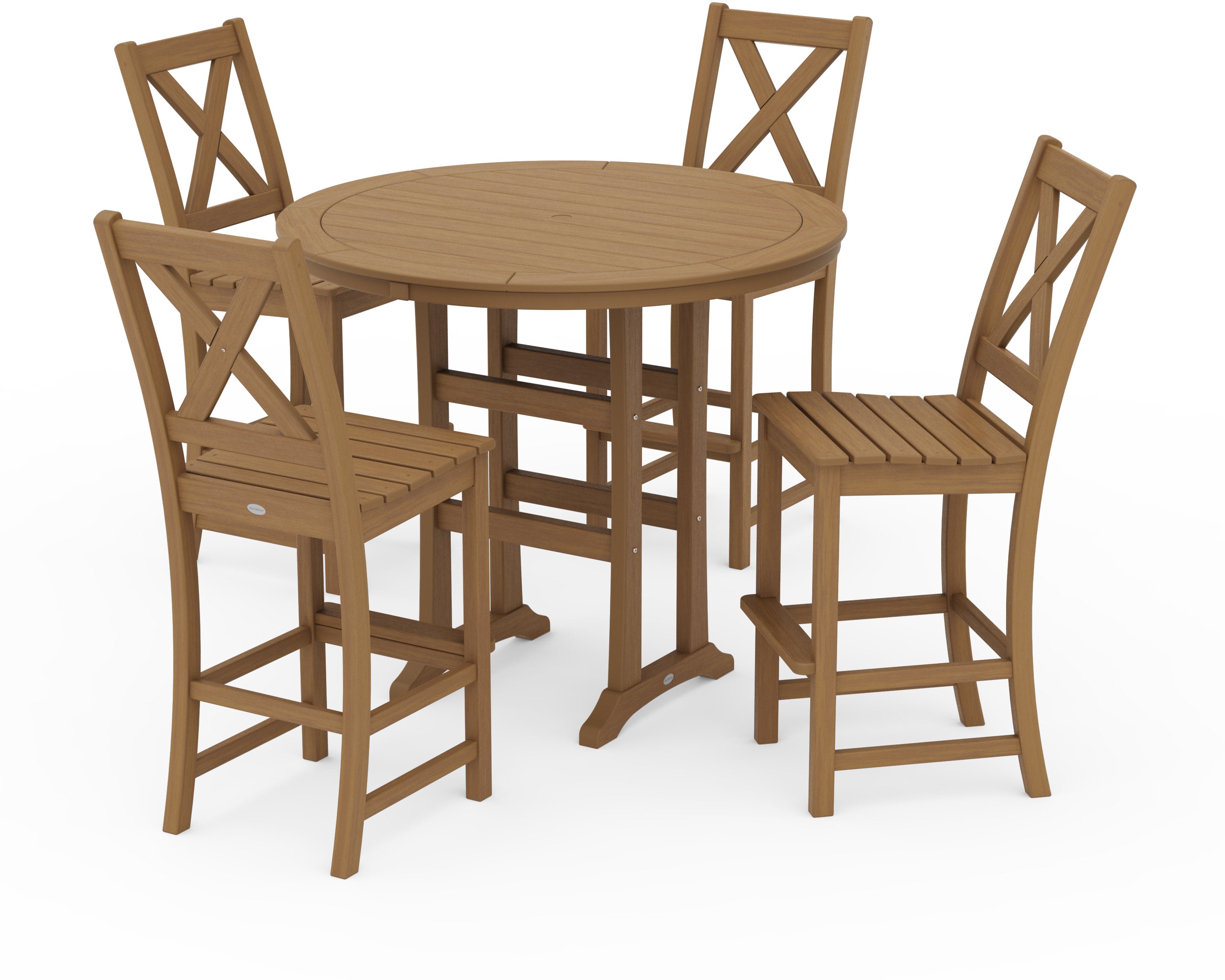 Braxton 5-Piece Nautical Trestle Arm Chair Bar Set in Natural