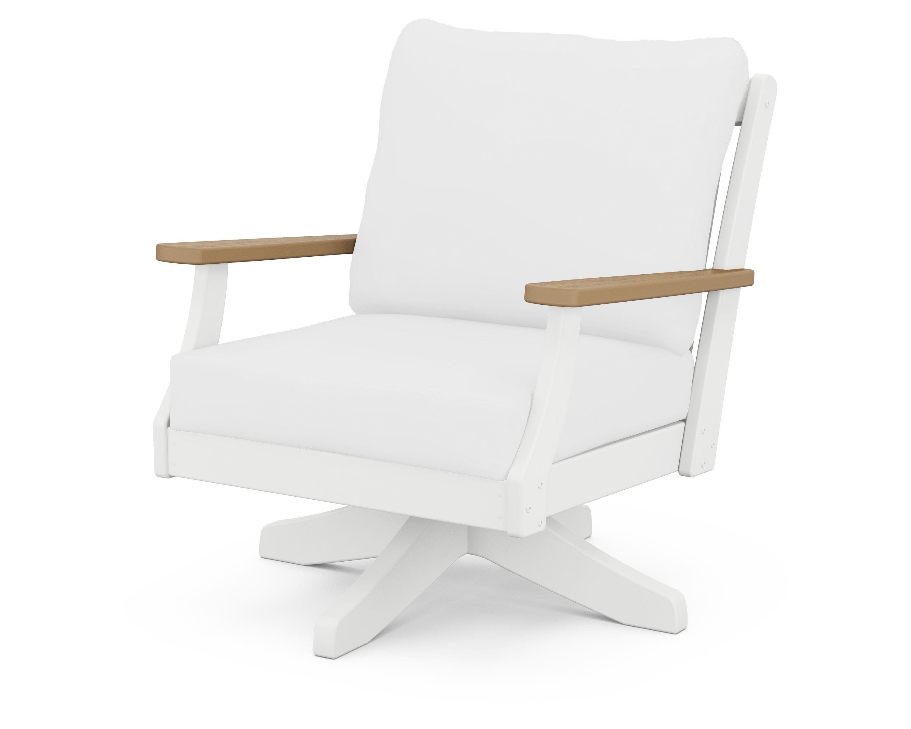 Braxton Deep Seating Swivel Chair in White / Natural / Natural