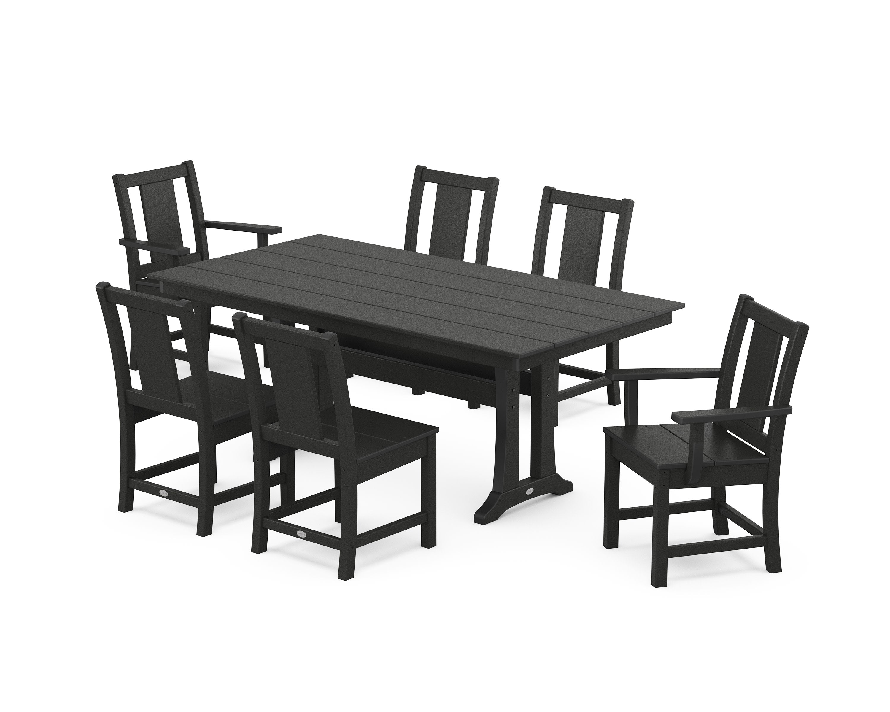 Prairie 7-Piece Farmhouse Dining Set with Trestle Legs in Black