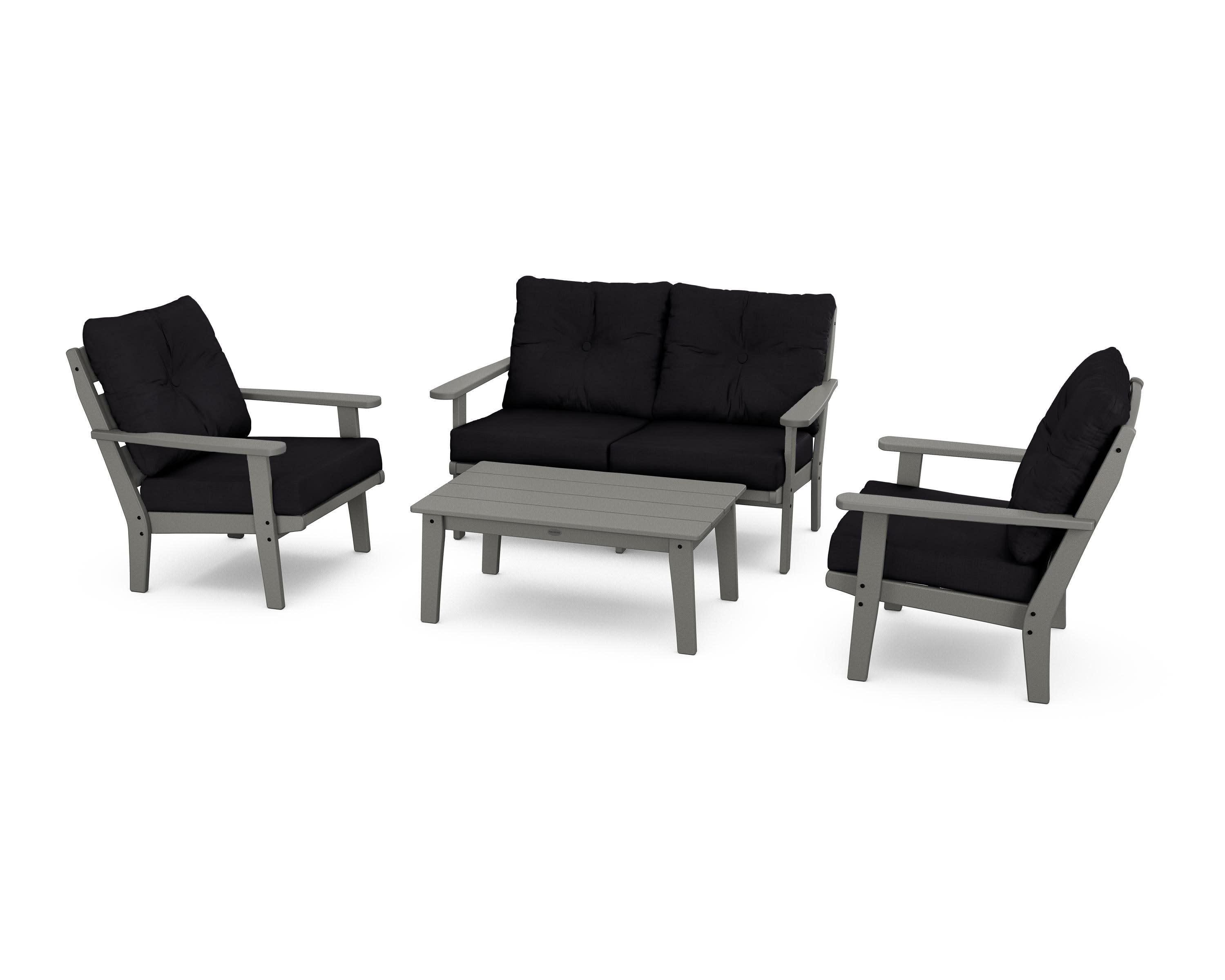 Lakeside 4-Piece Deep Seating Set in Slate Grey / Midnight Linen