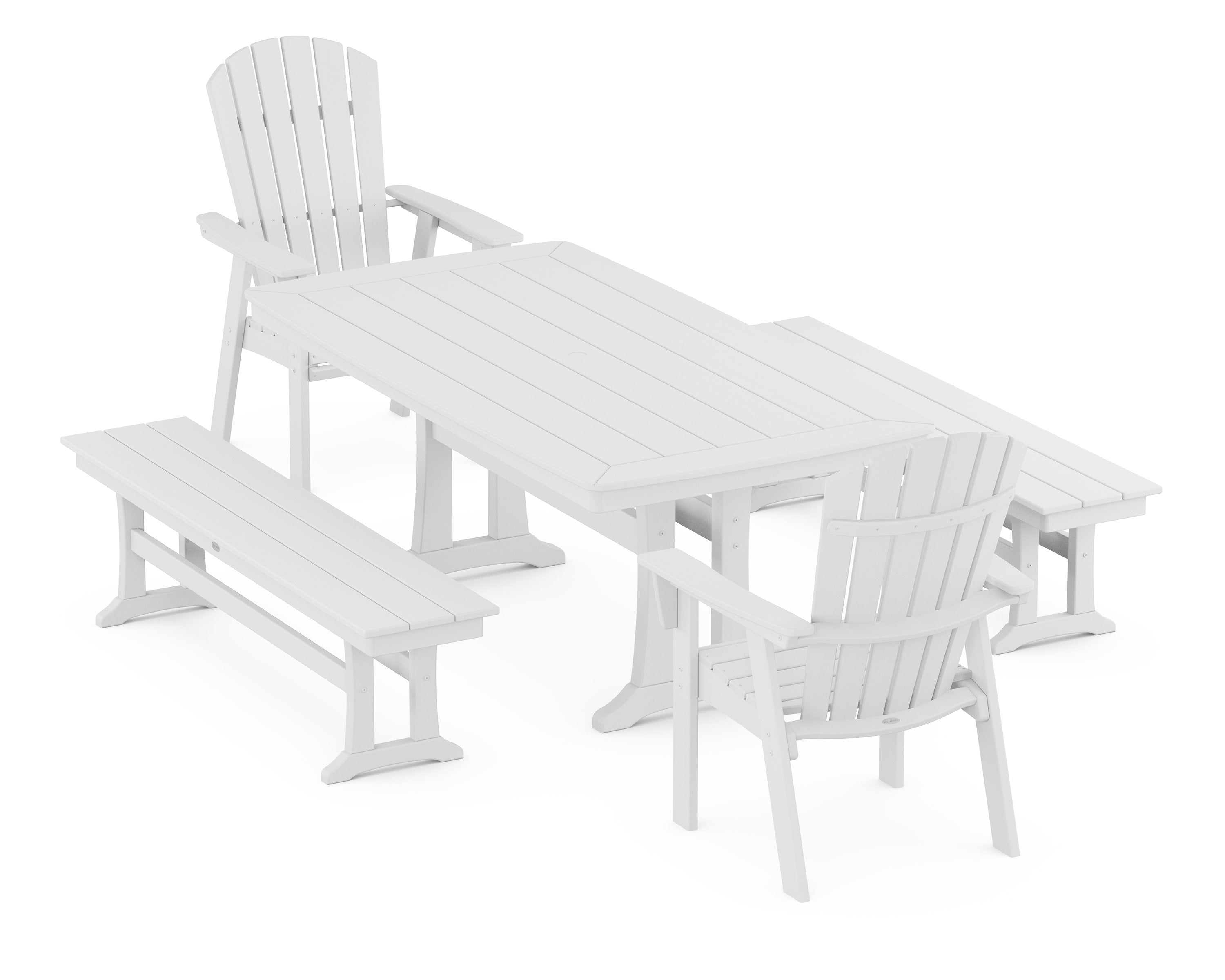 Nautical Adirondack 5-Piece Dining Set with Trestle Legs in White
