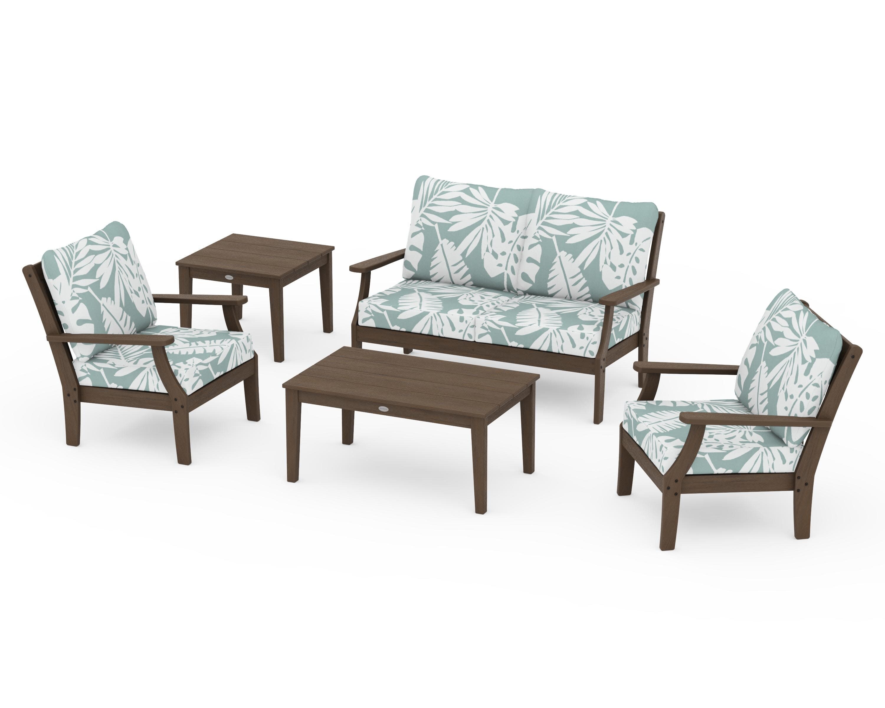 Braxton 5-Piece Deep Seating Set in Kona / Leaf Glacier Spa