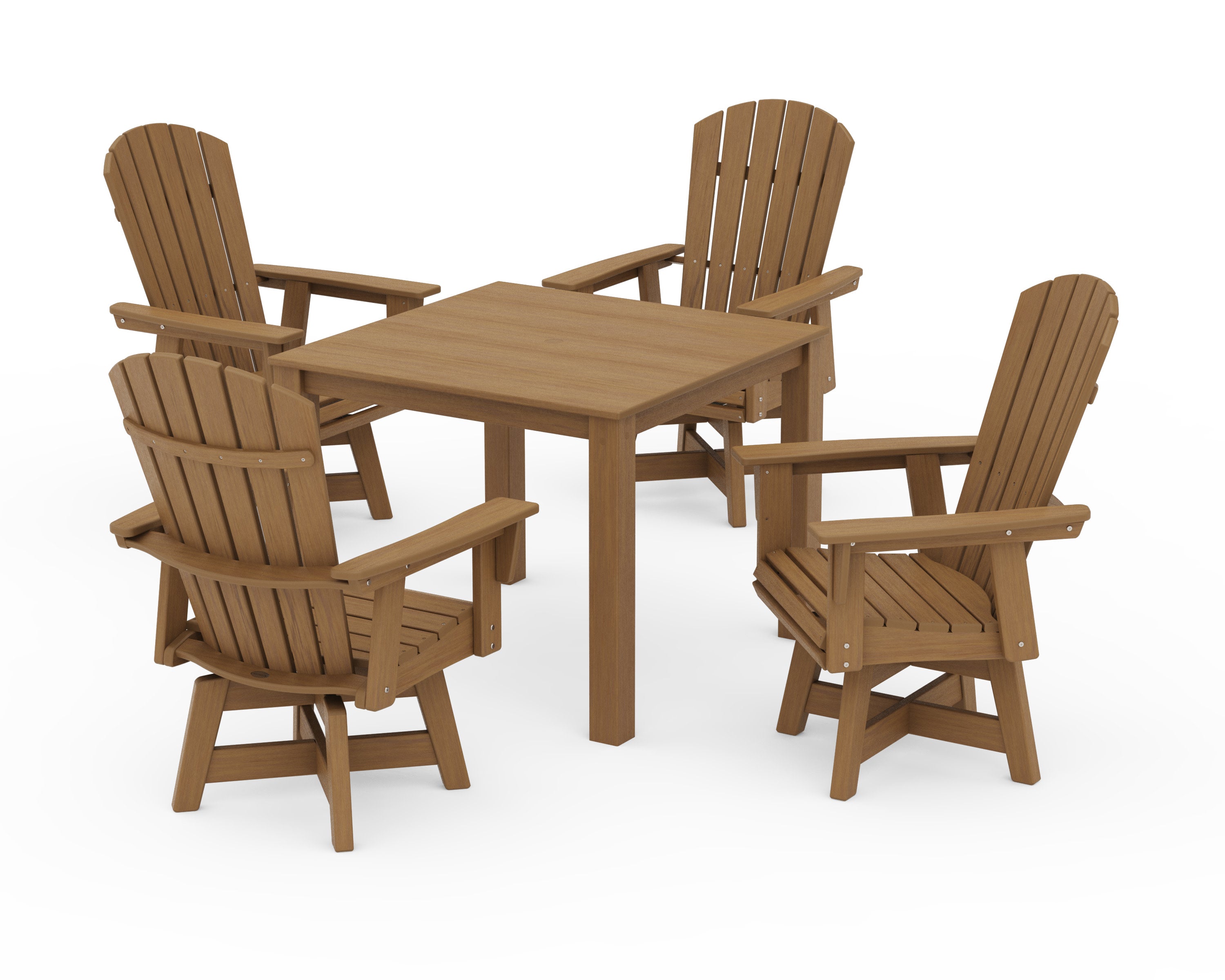 Nautical Curveback Adirondack Swivel 5-Piece Parsons Dining Set in Natural
