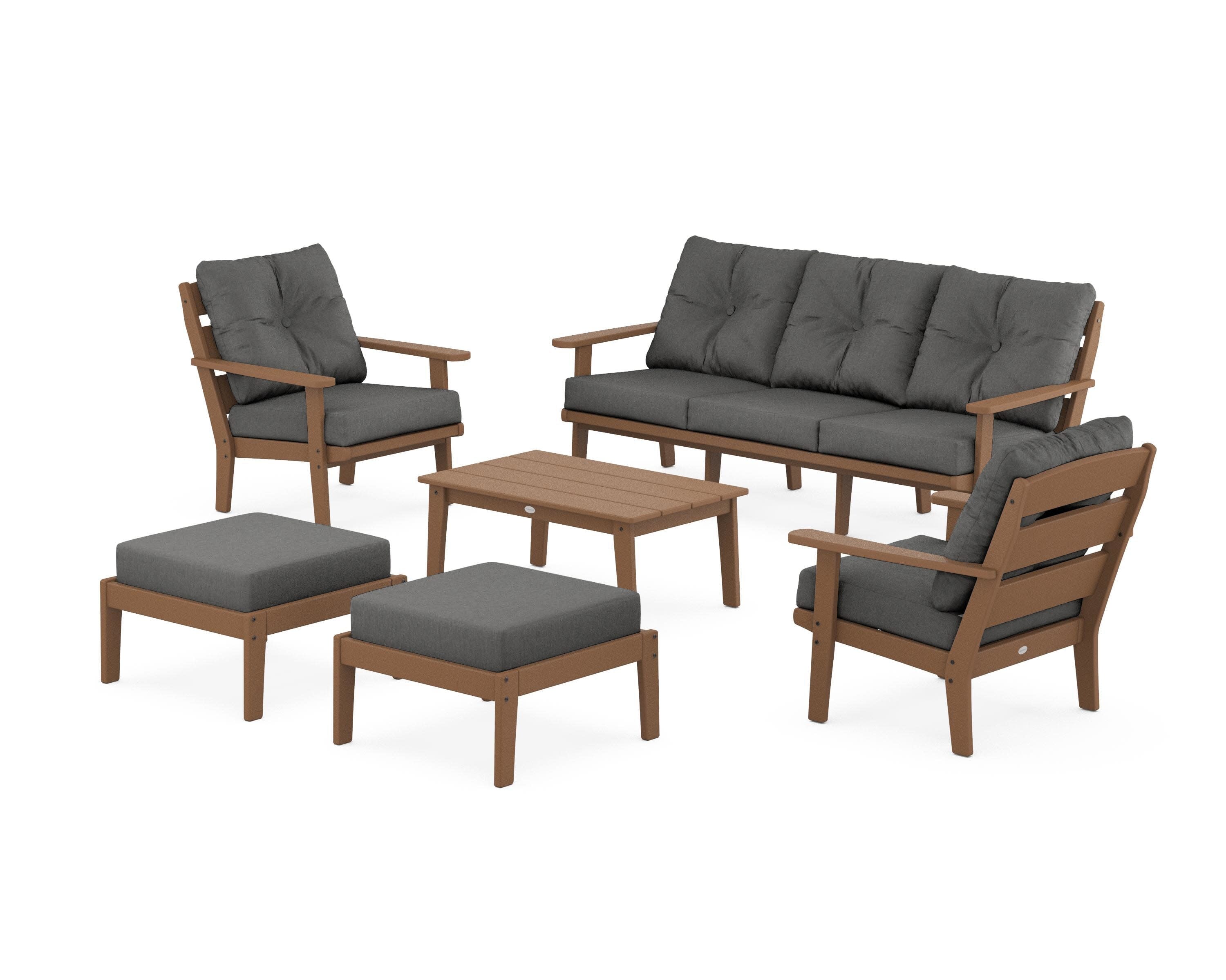 Lakeside 6-Piece Lounge Sofa Set in Teak / Spectrum Carbon