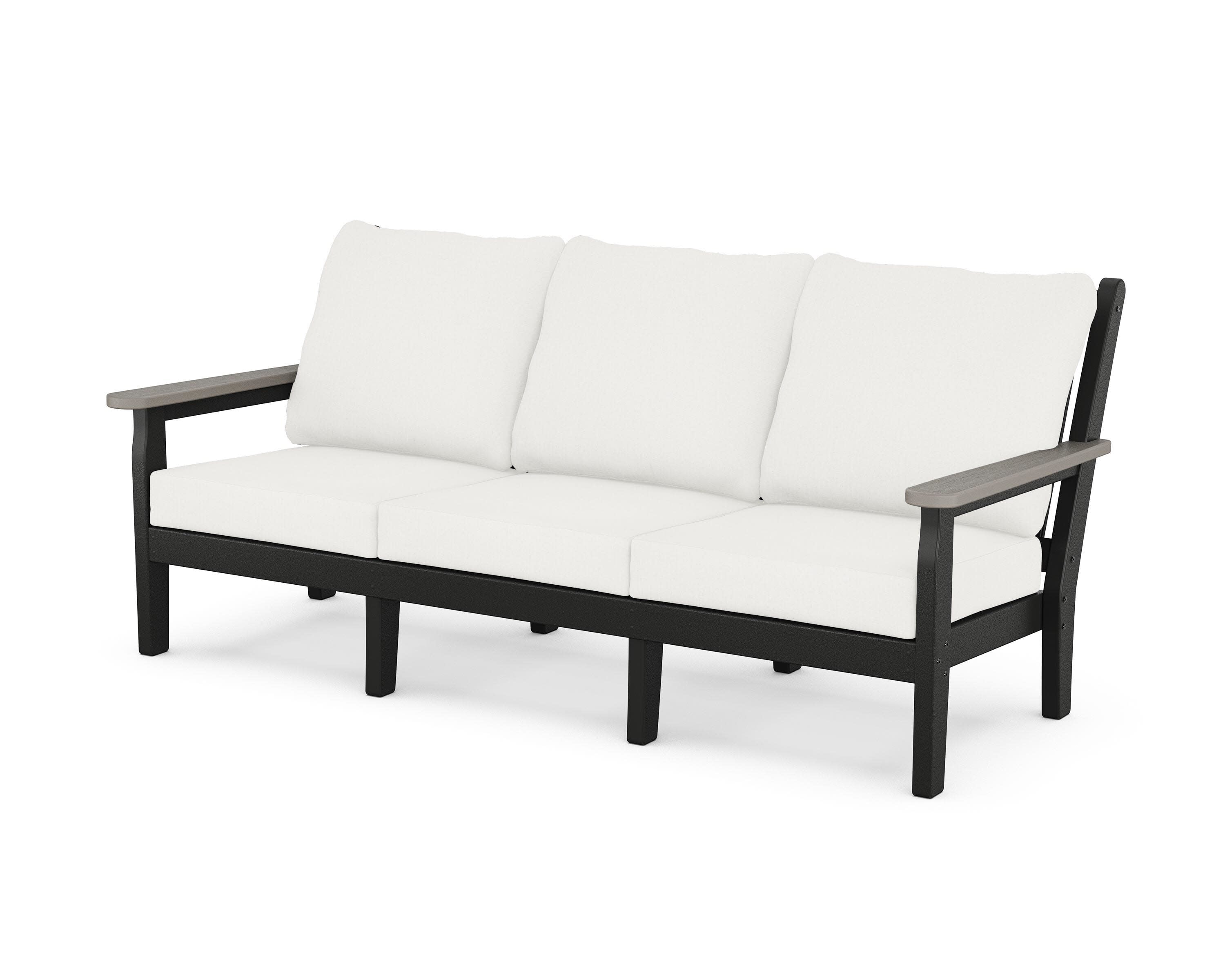 Chippendale Deep Seating Sofa in Black / Driftwood / Natural Linen