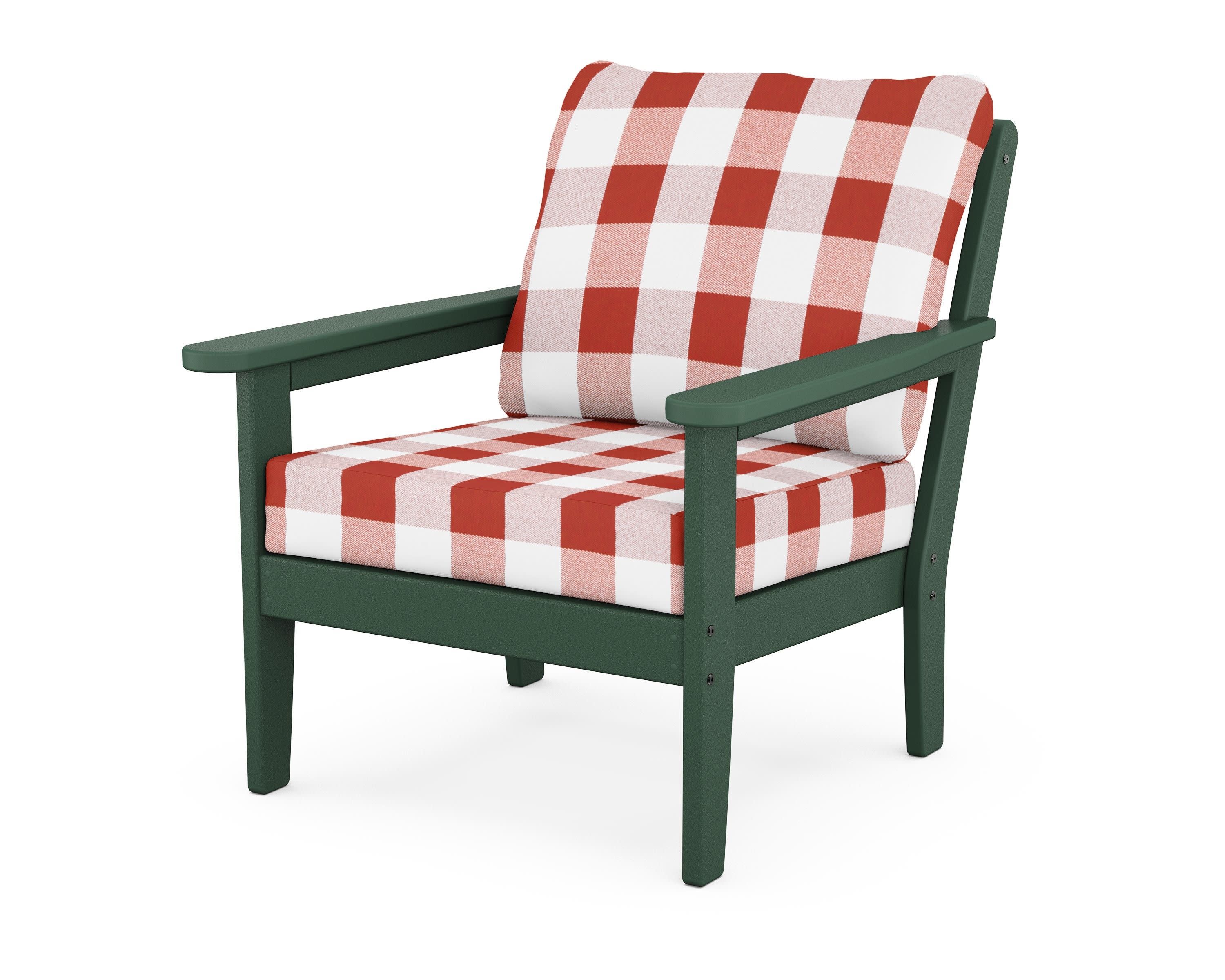 Cottage Deep Seating Chair in Green / Buffalo Plaid Crimson