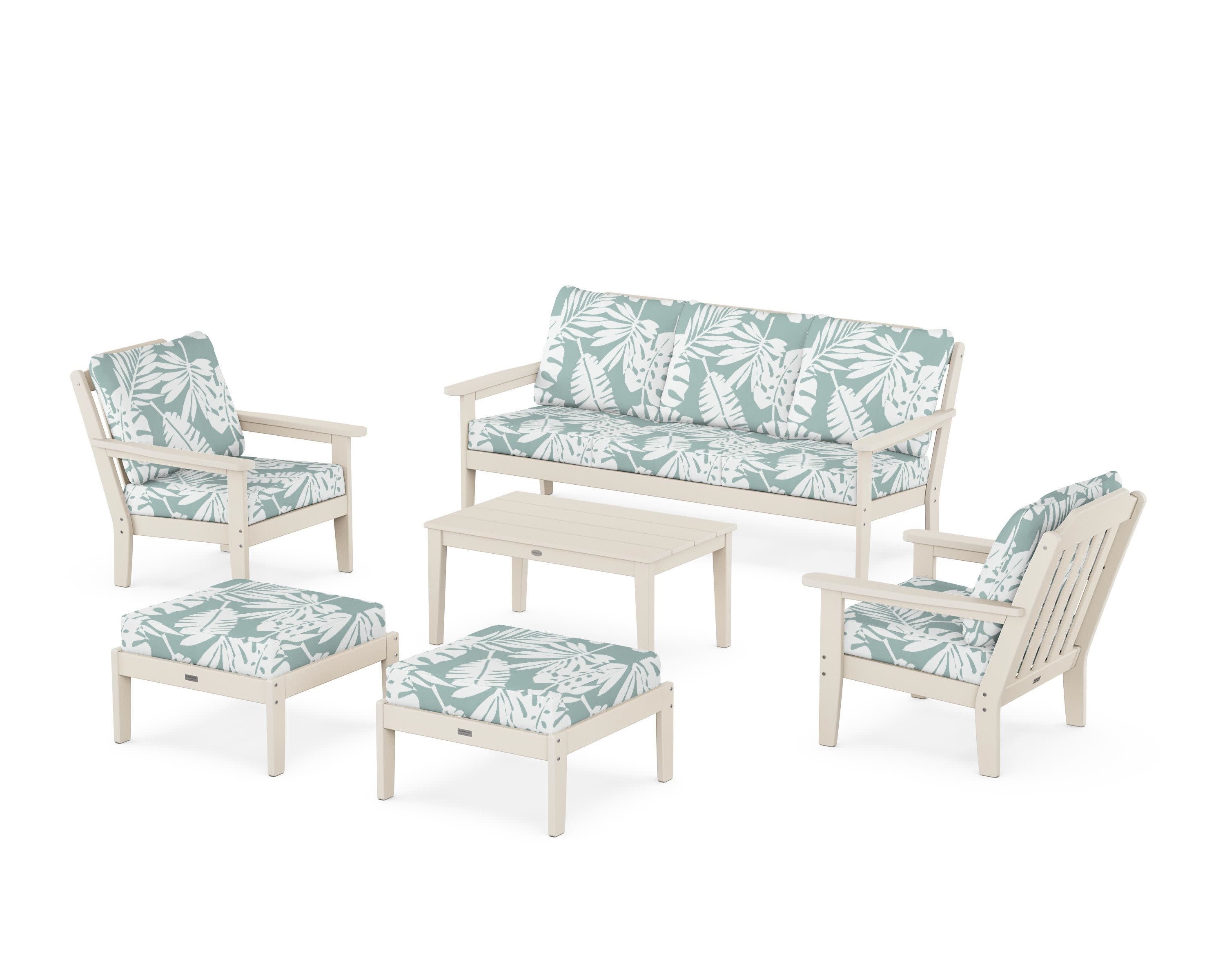 Cottage 6-Piece Lounge Sofa Set in Sand / Leaf Glacier Spa