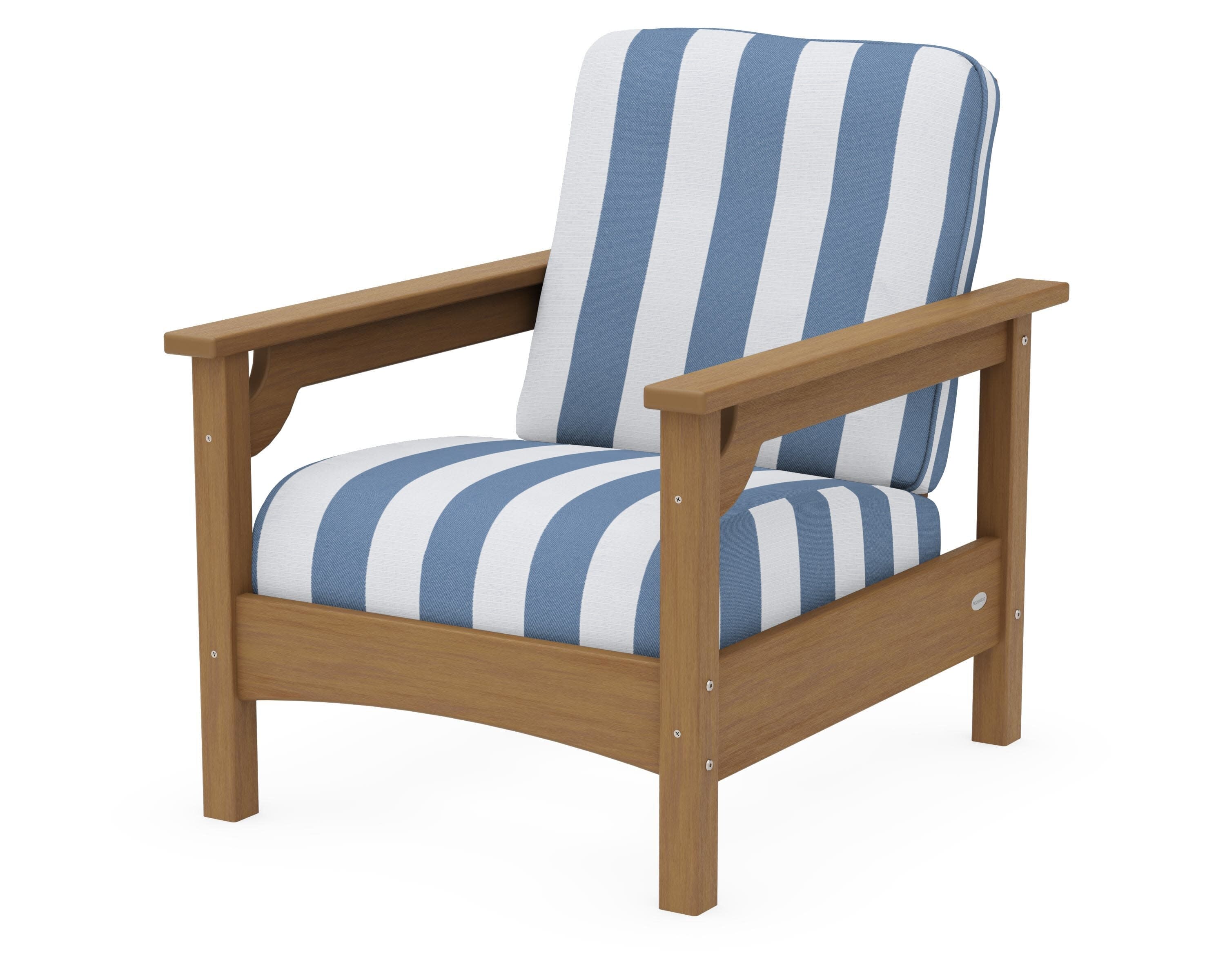 Club Chair in Natural / Cabana Stripe Sky Blue
