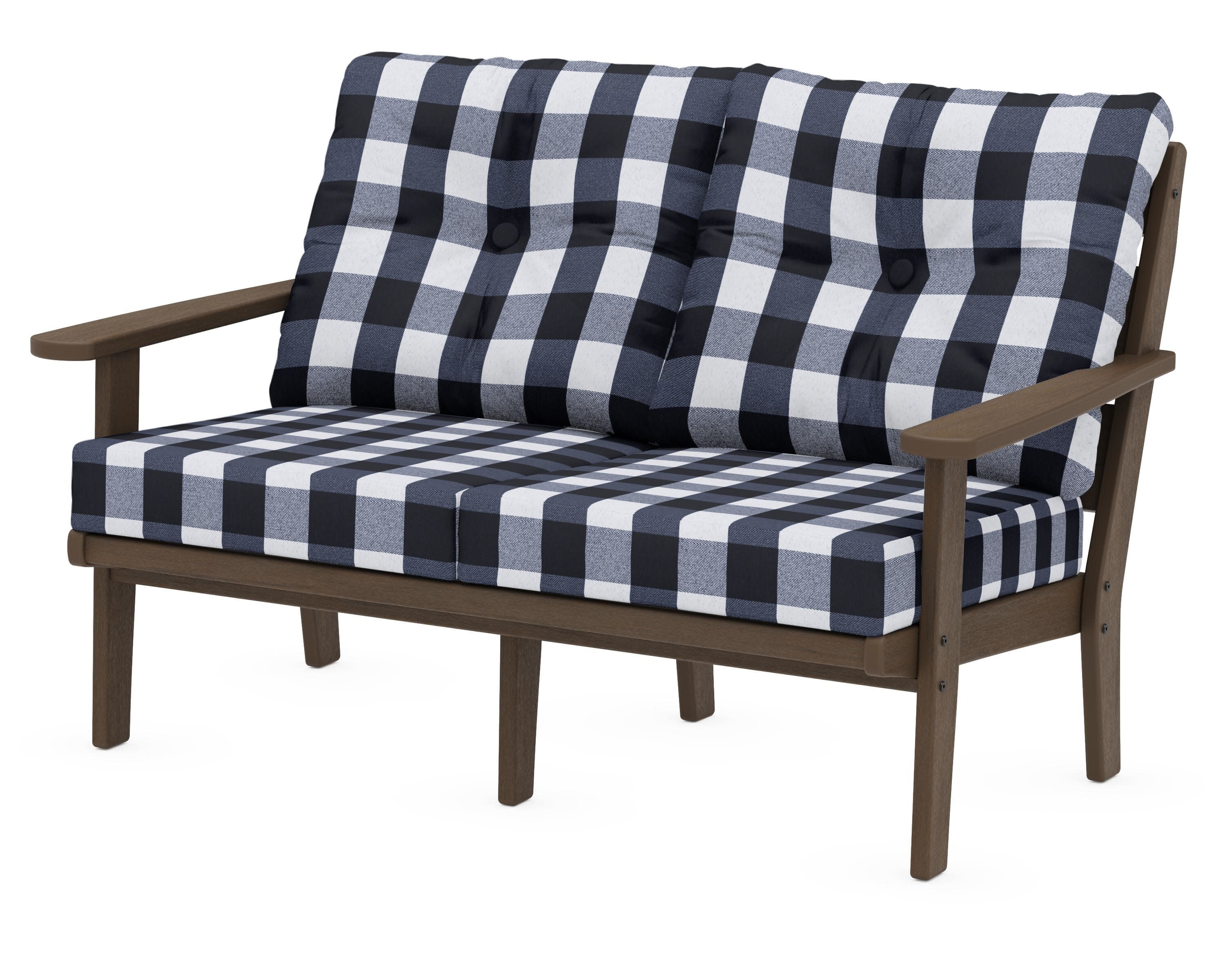 Lakeside Deep Seating Loveseat in Kona / Buffalo Plaid Marine Indigo