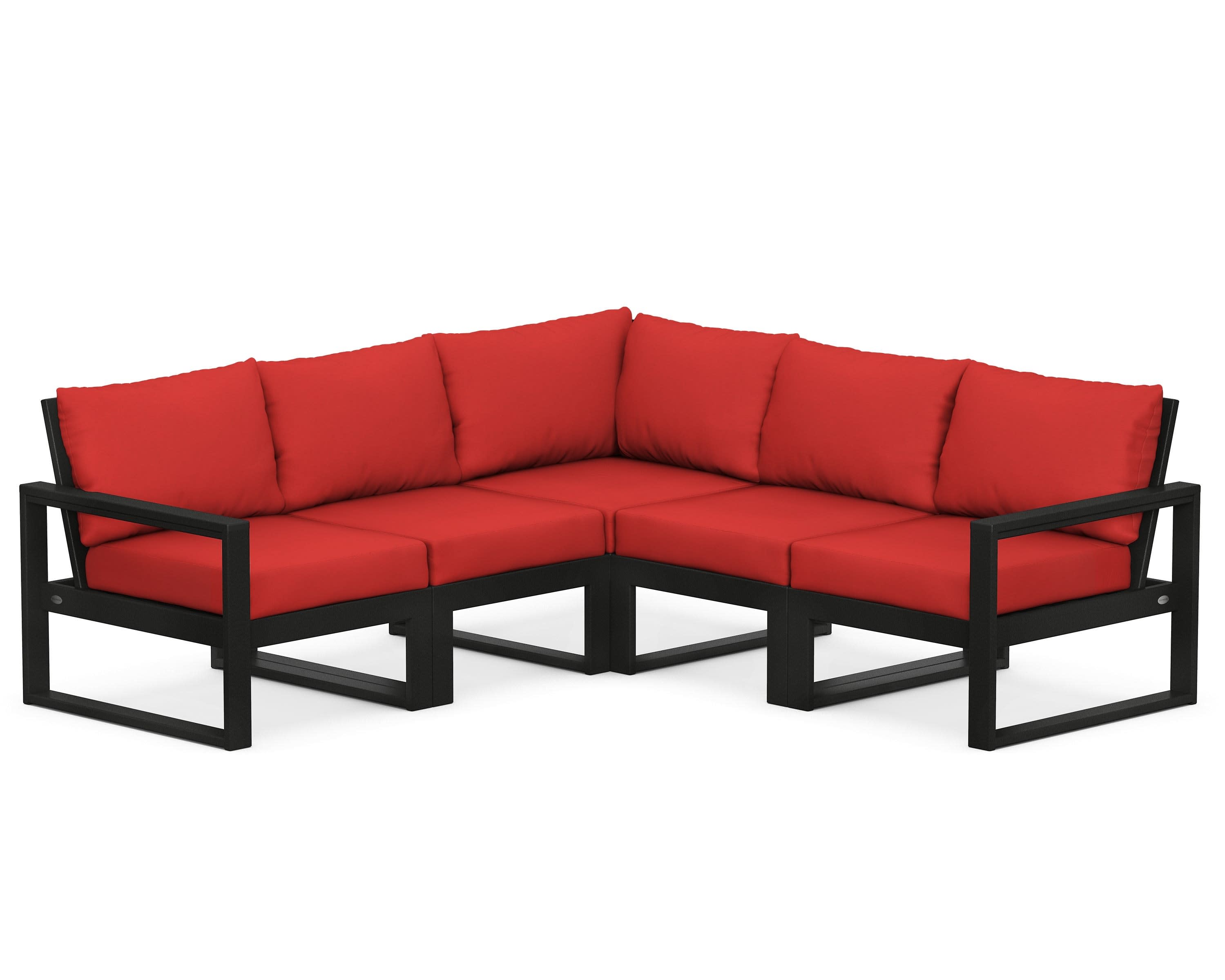 EDGE 5-Piece Modular Deep Seating Set in Black / Crimson Linen