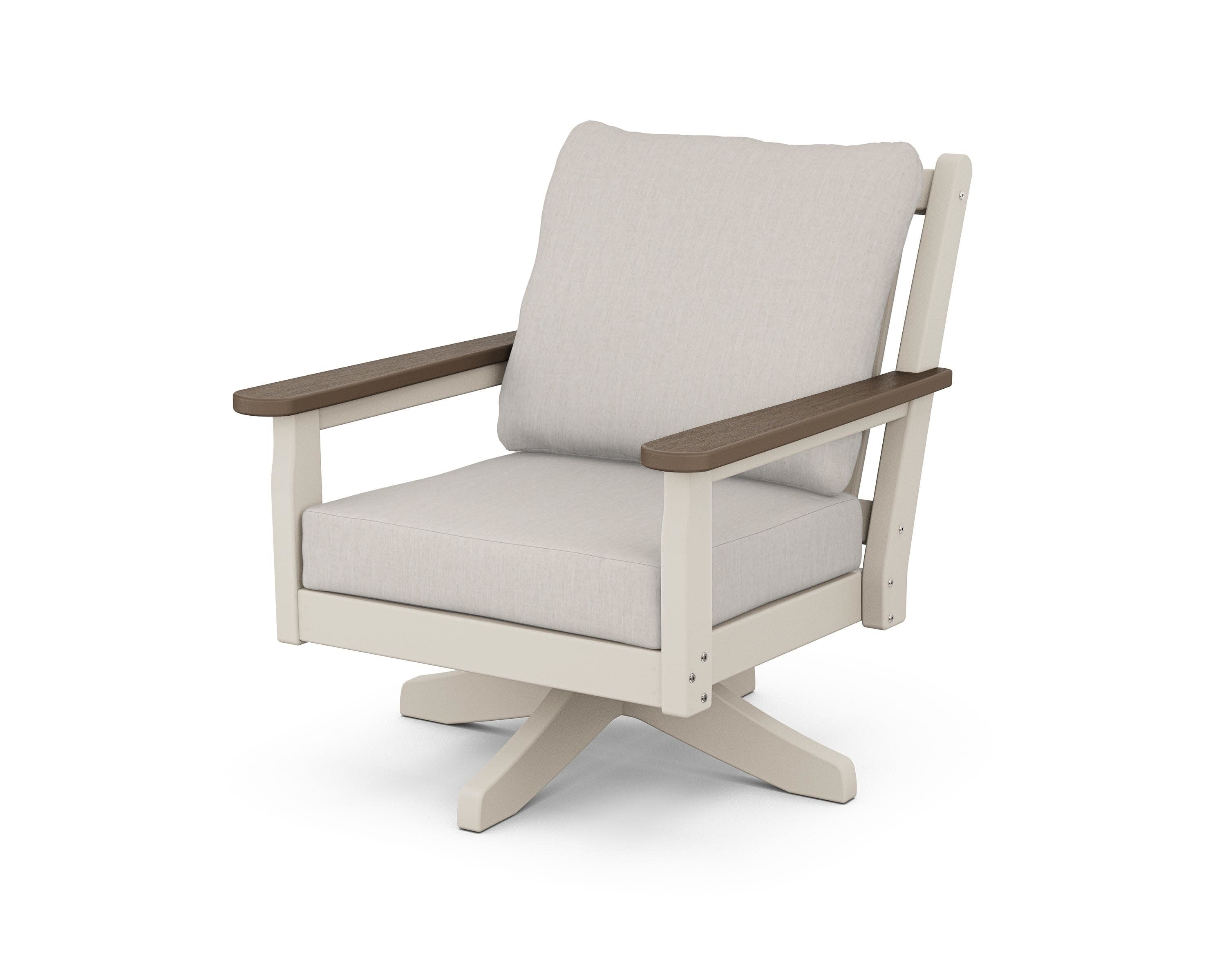 Chippendale Deep Seating Swivel Chair in Sand / Kona / Cast Ash