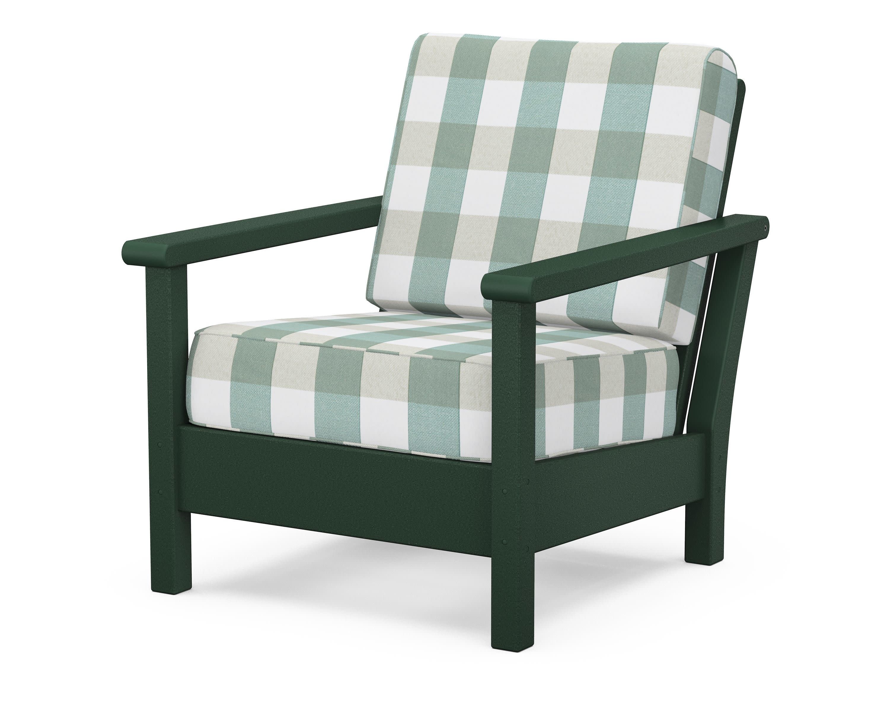 Harbour Deep Seating Chair in Green / Buffalo Plaid Glacier Spa
