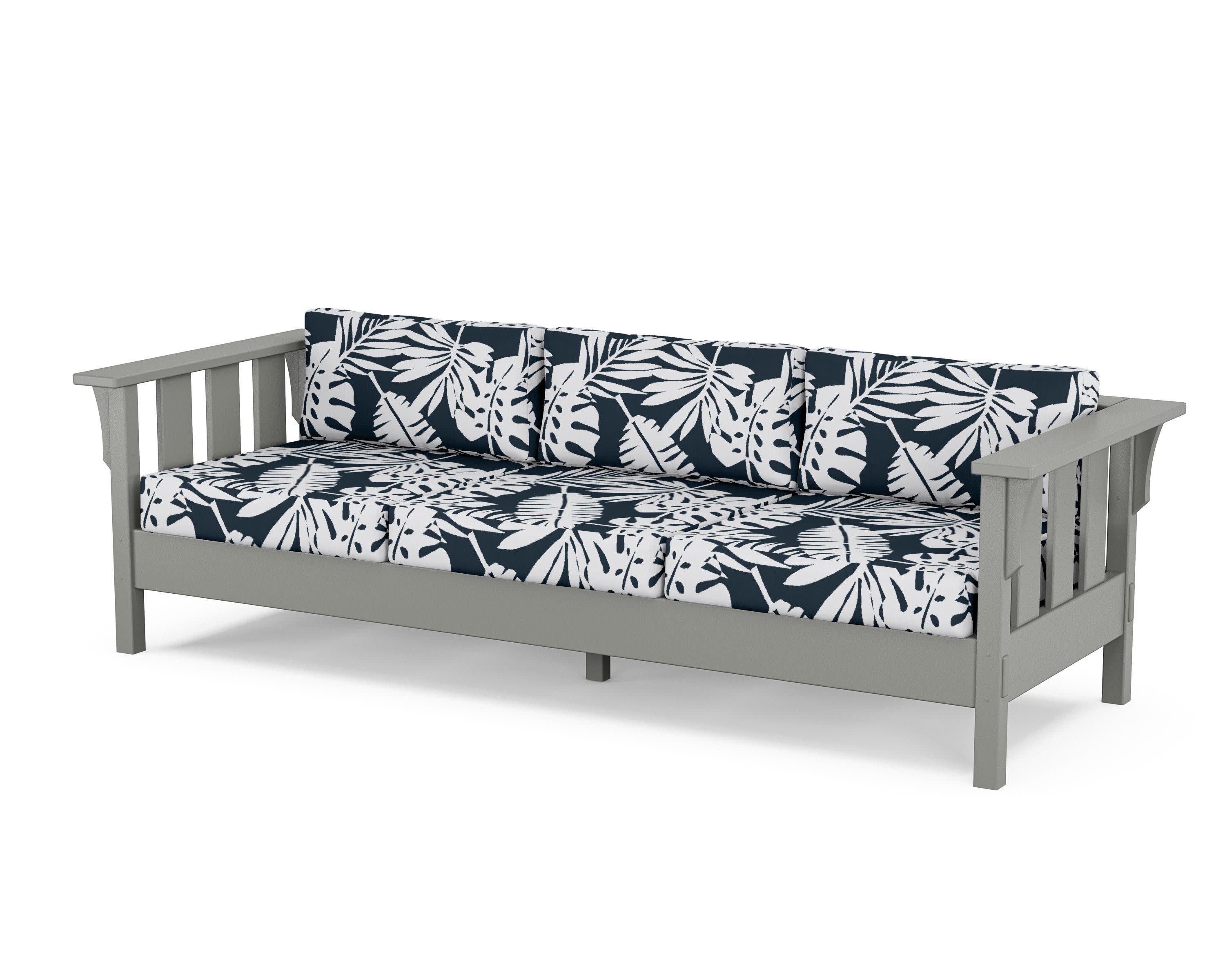 Acadia Deep Seating Sofa in Slate Grey / Leaf Marine Indigo
