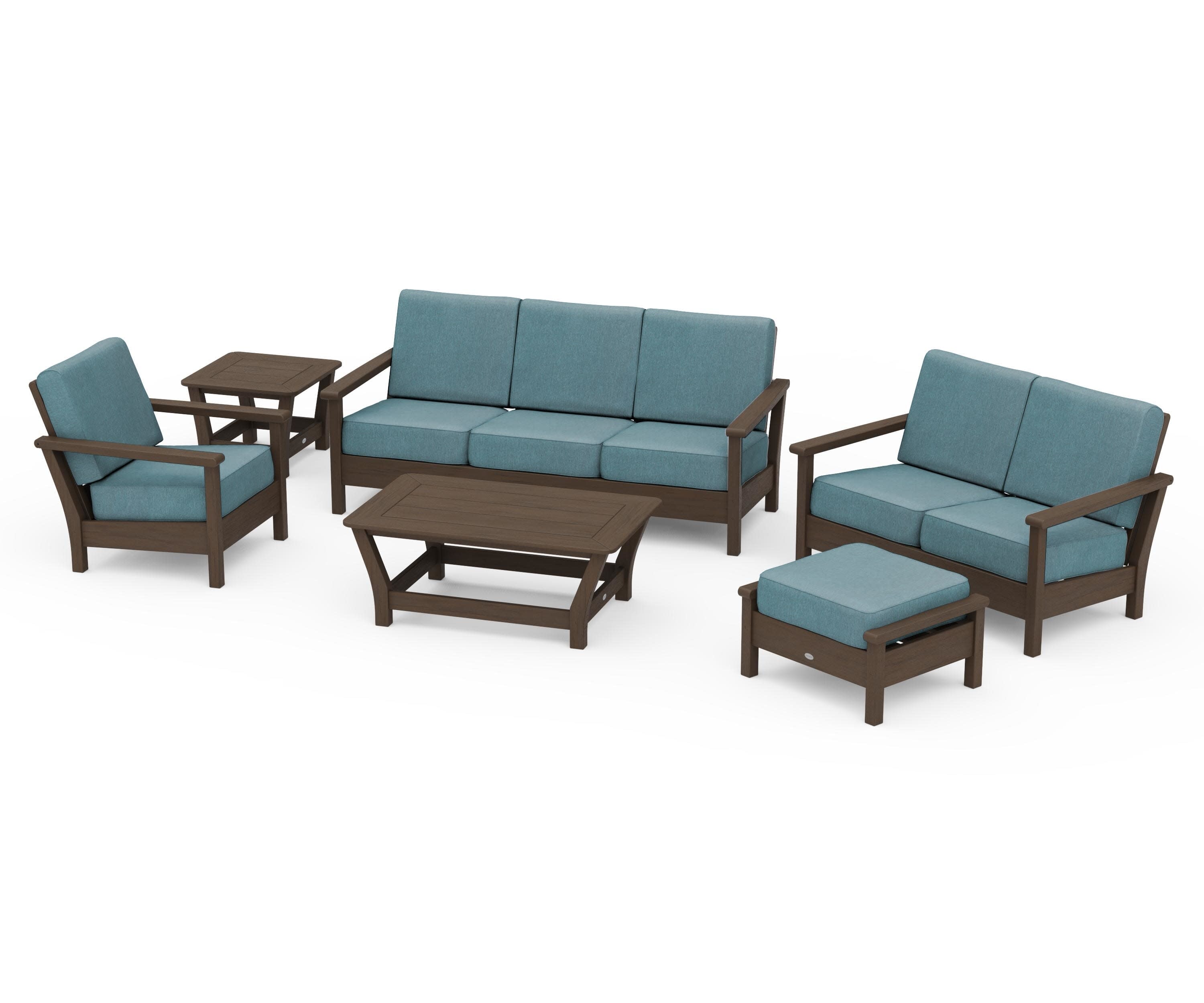 Harbour 6-Piece Outdoor Living Set in Kona / Ocean Teal