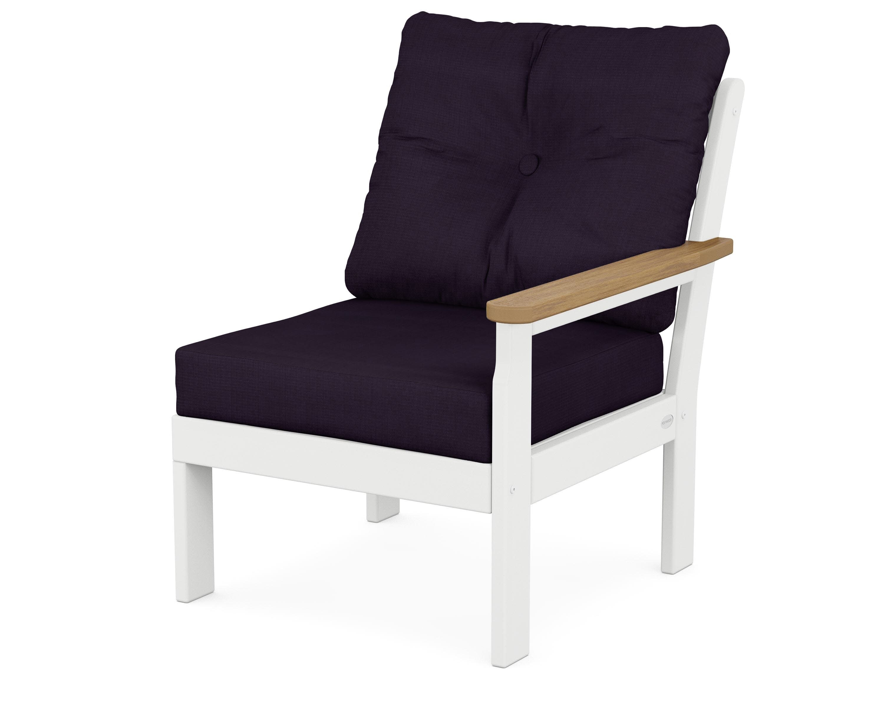 Vineyard Modular Right Arm Chair in White / Natural / Navy Linen