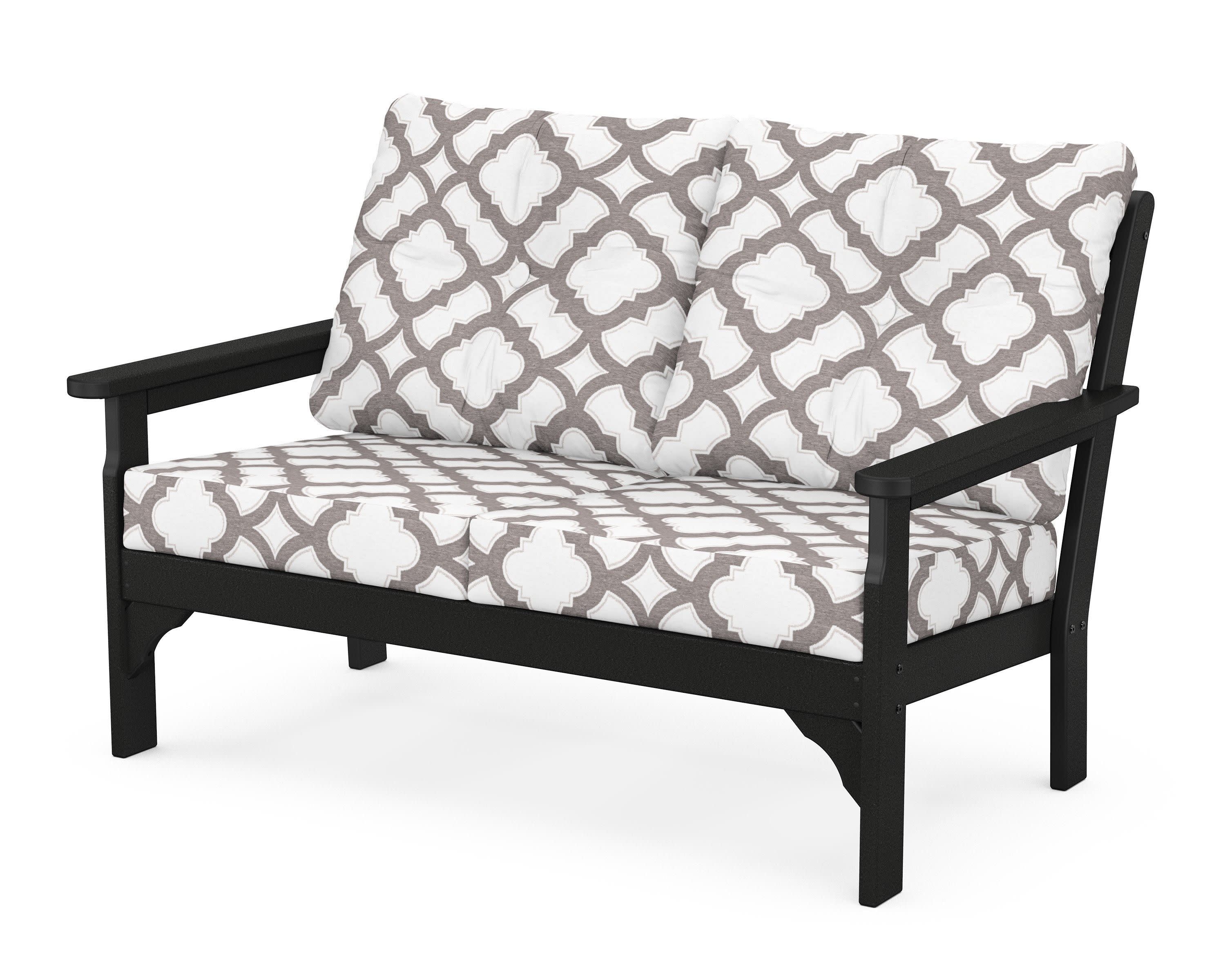 Vineyard Deep Seating Loveseat in Black / Trellis Grey Mist