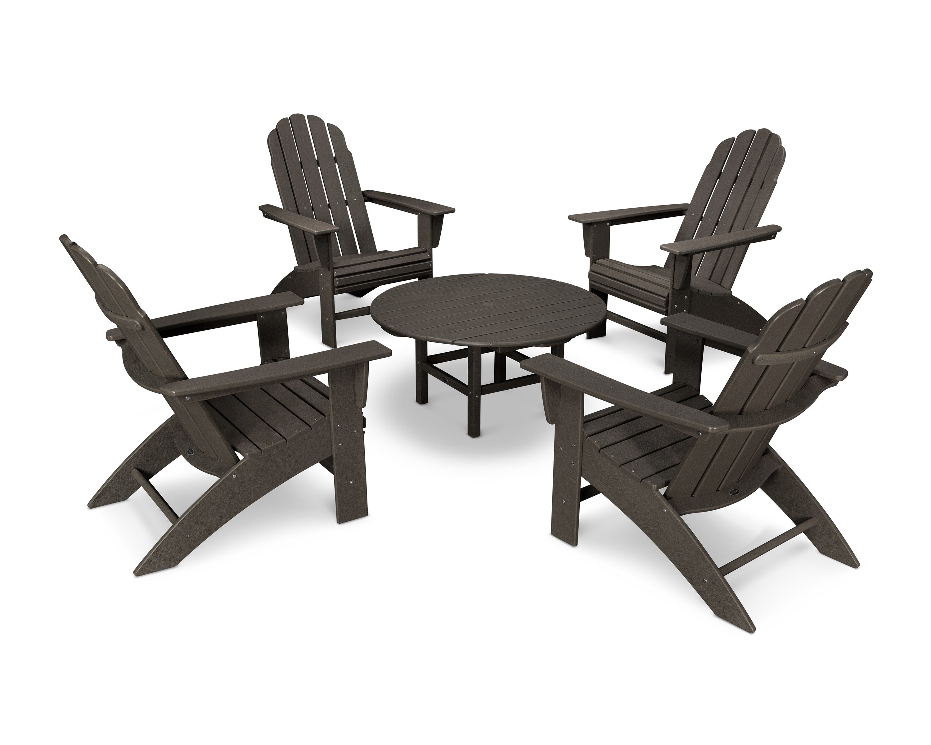 Vineyard 5-Piece Oversized Adirondack Set in Vintage Coffee