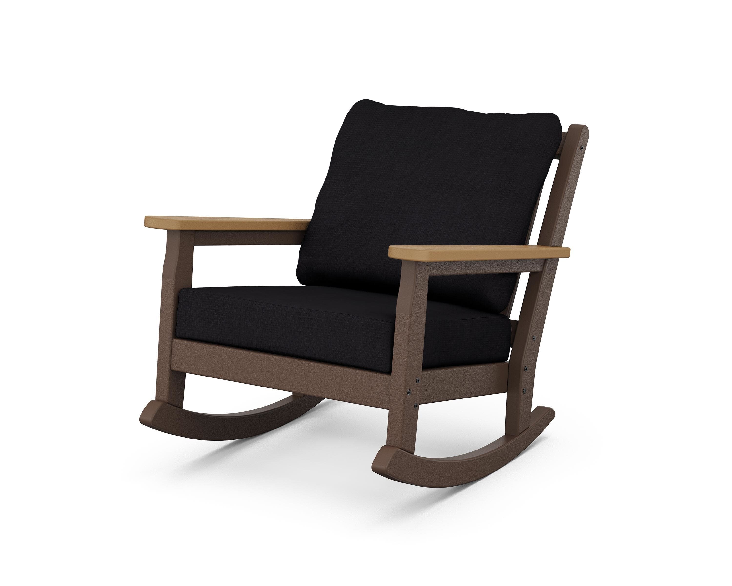 Chippendale Deep Seating Rocking Chair in Mahogany / Natural / Midnight Linen