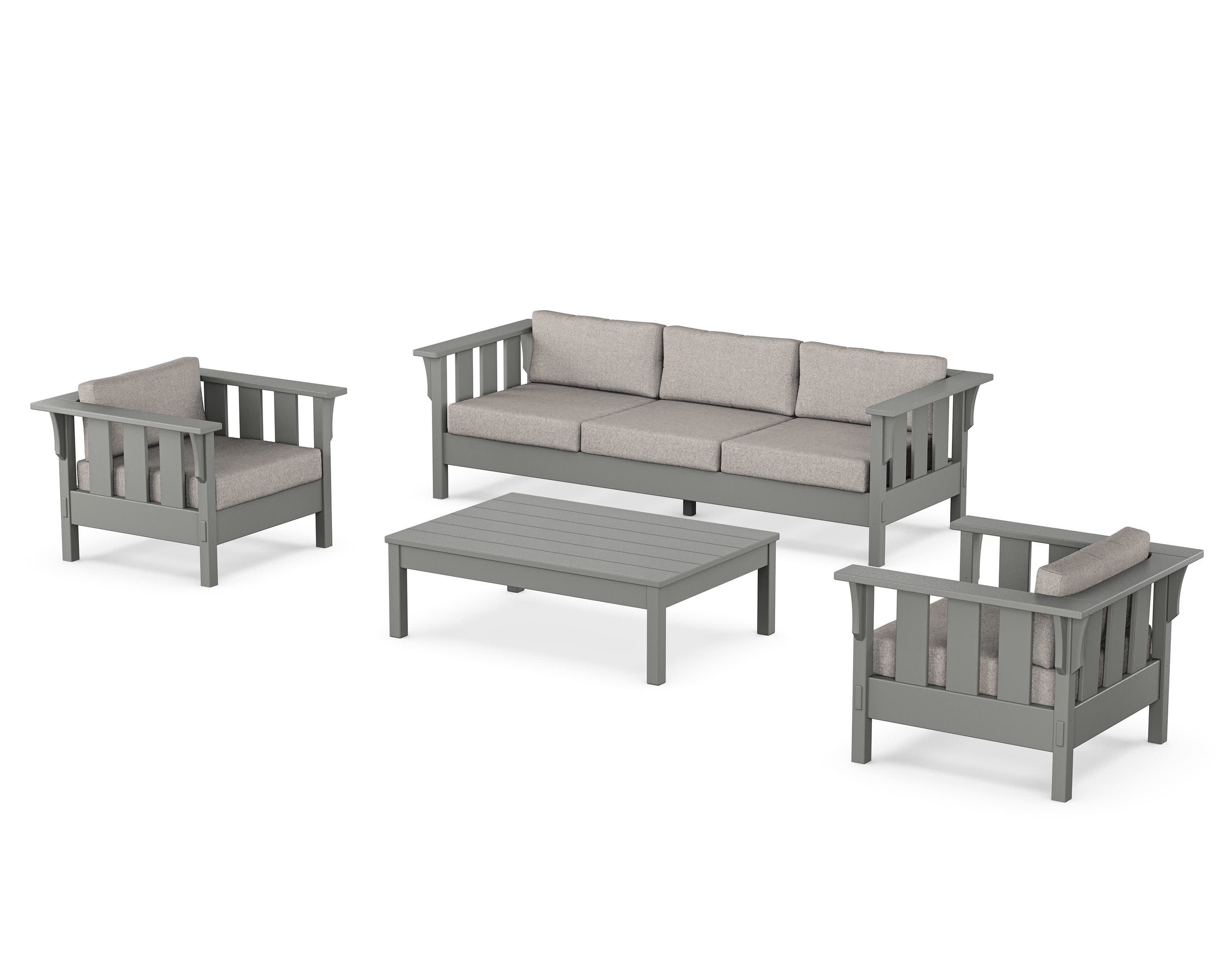 Acadia 4-Piece Deep Seating Set with Sofa in Slate Grey / Weathered Tweed