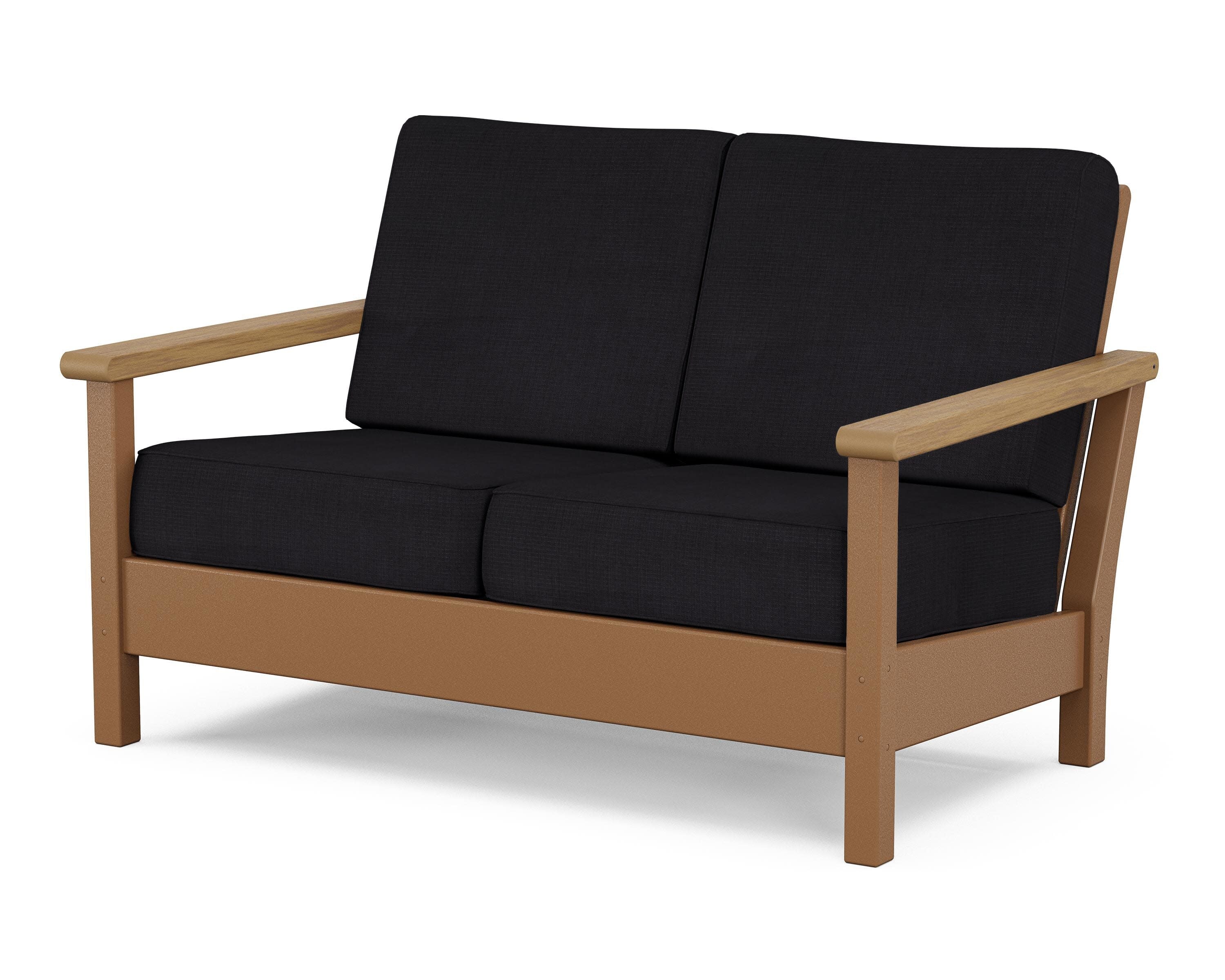 Harbour Deep Seating Loveseat in Teak / Natural / Midnight Linen