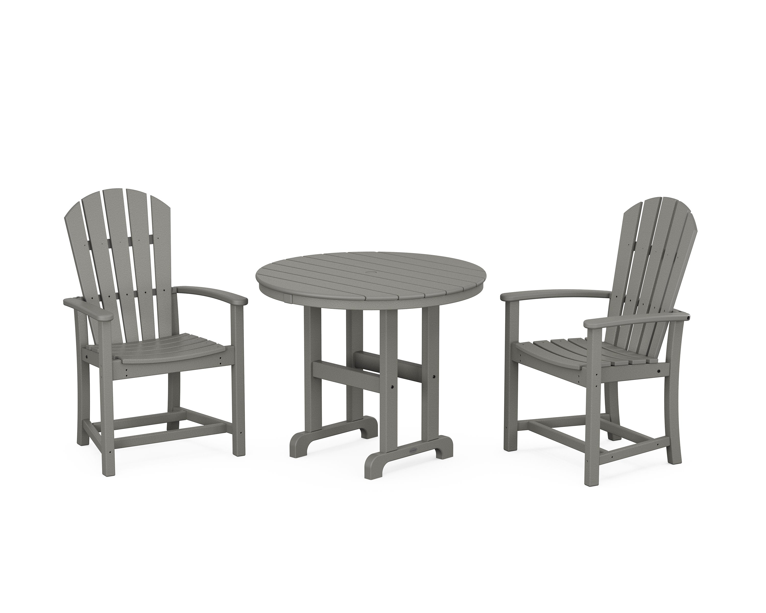 Palm Coast 3-Piece Round Farmhouse Dining Set in Slate Grey