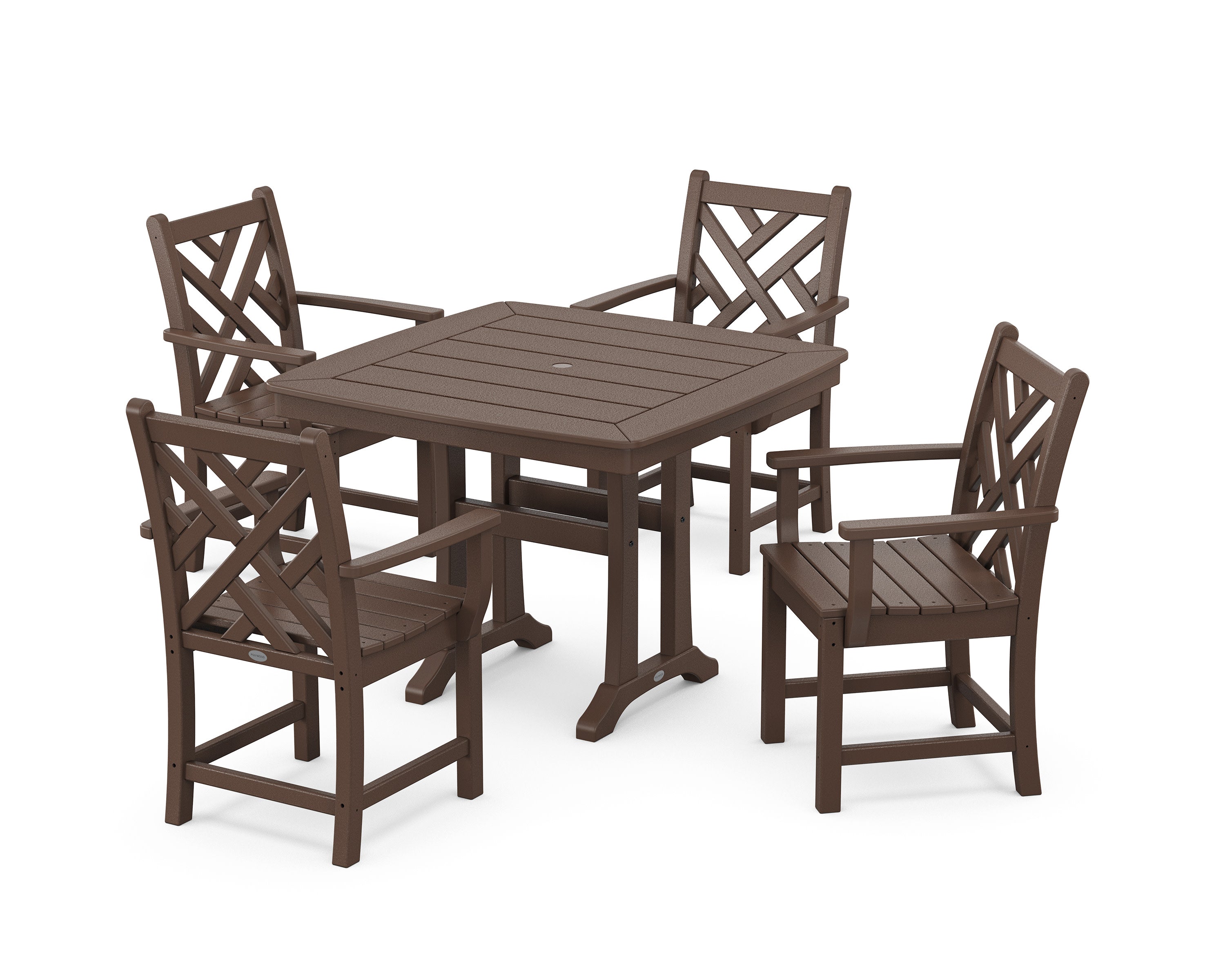 Chippendale 5-Piece Dining Set with Trestle Legs in Mahogany