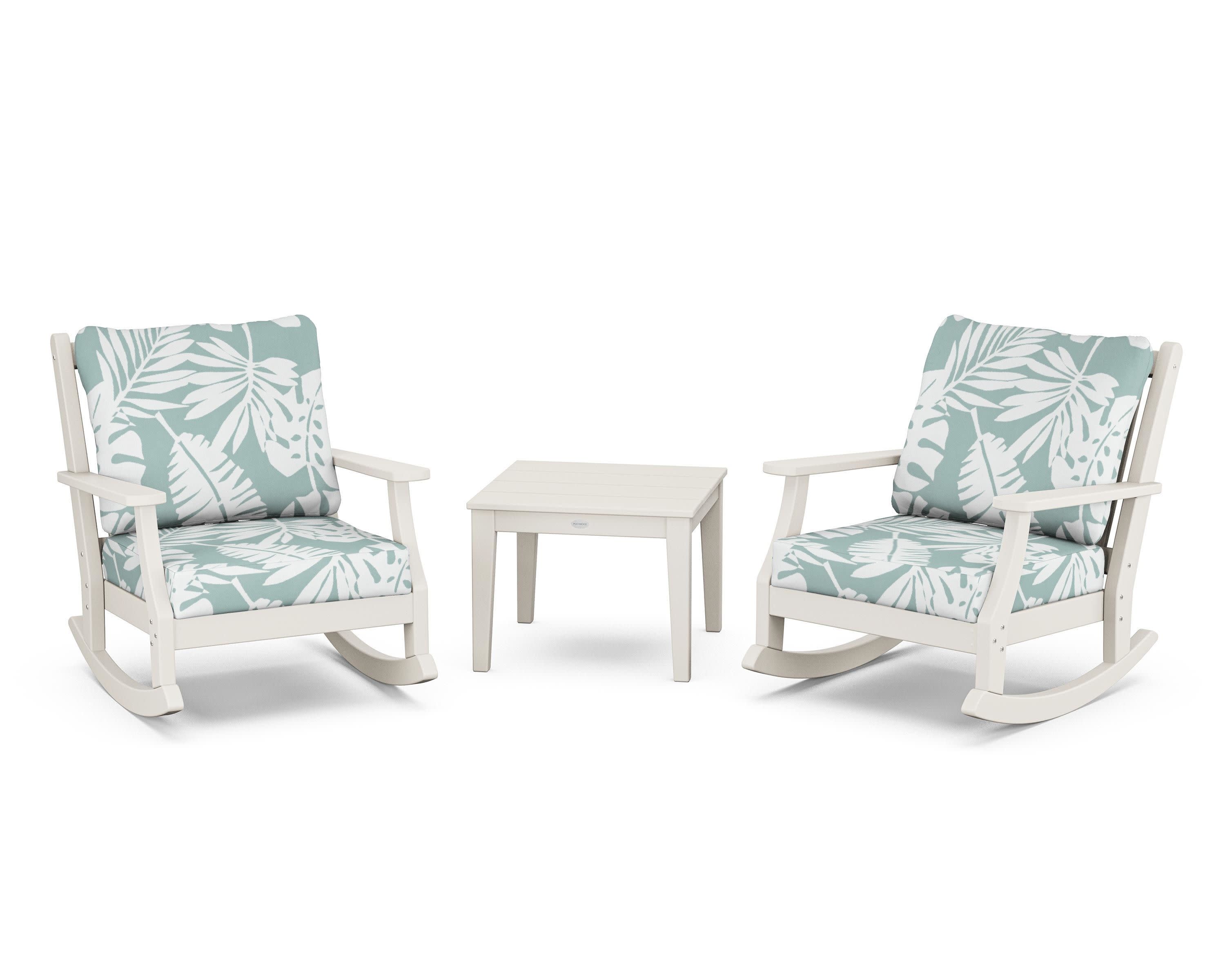 Wovendale 3-Piece Deep Seating Rocker Set in Sand / Leaf Glacier Spa
