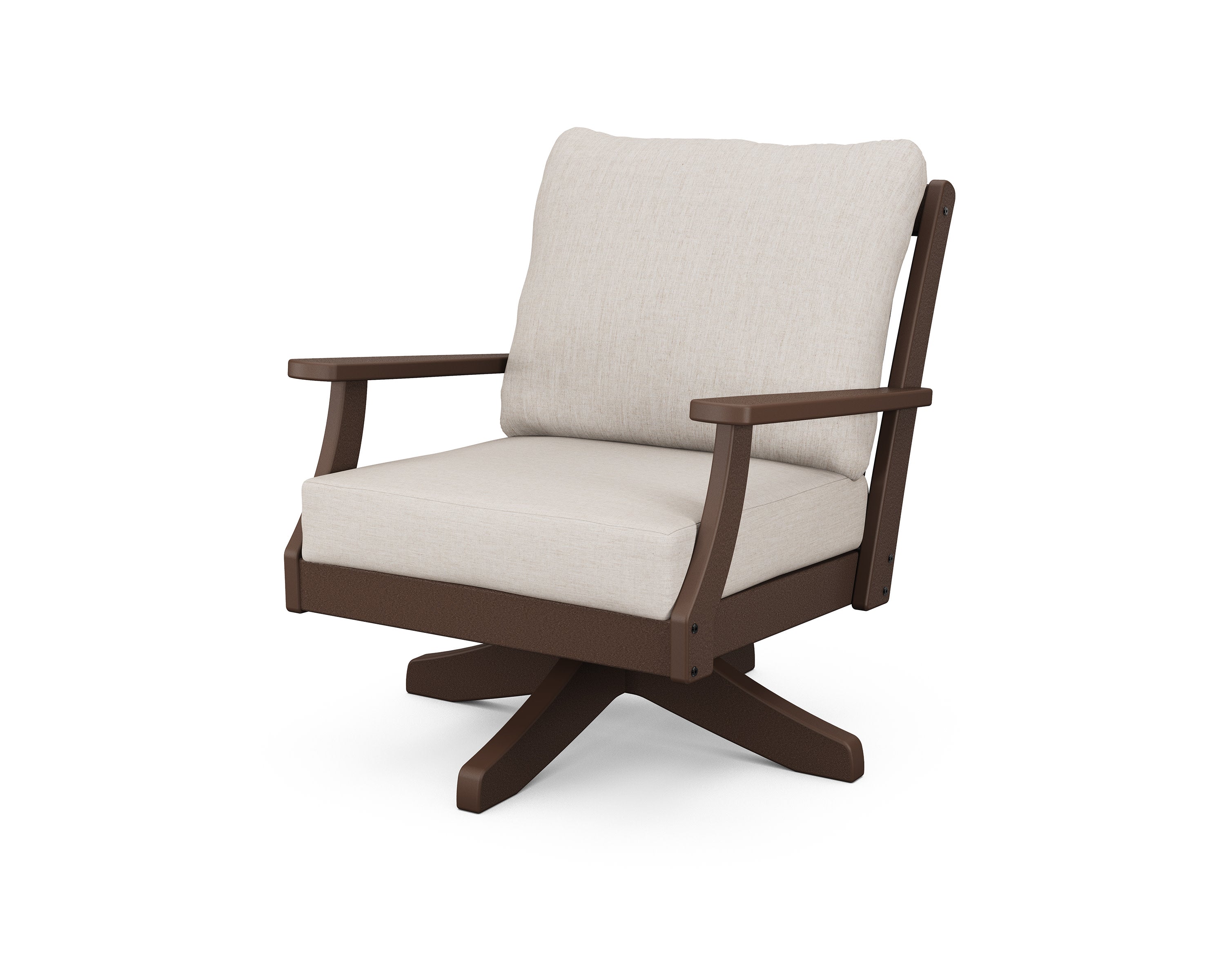 Braxton Deep Seating Swivel Chair in Mahogany / Cast Ash