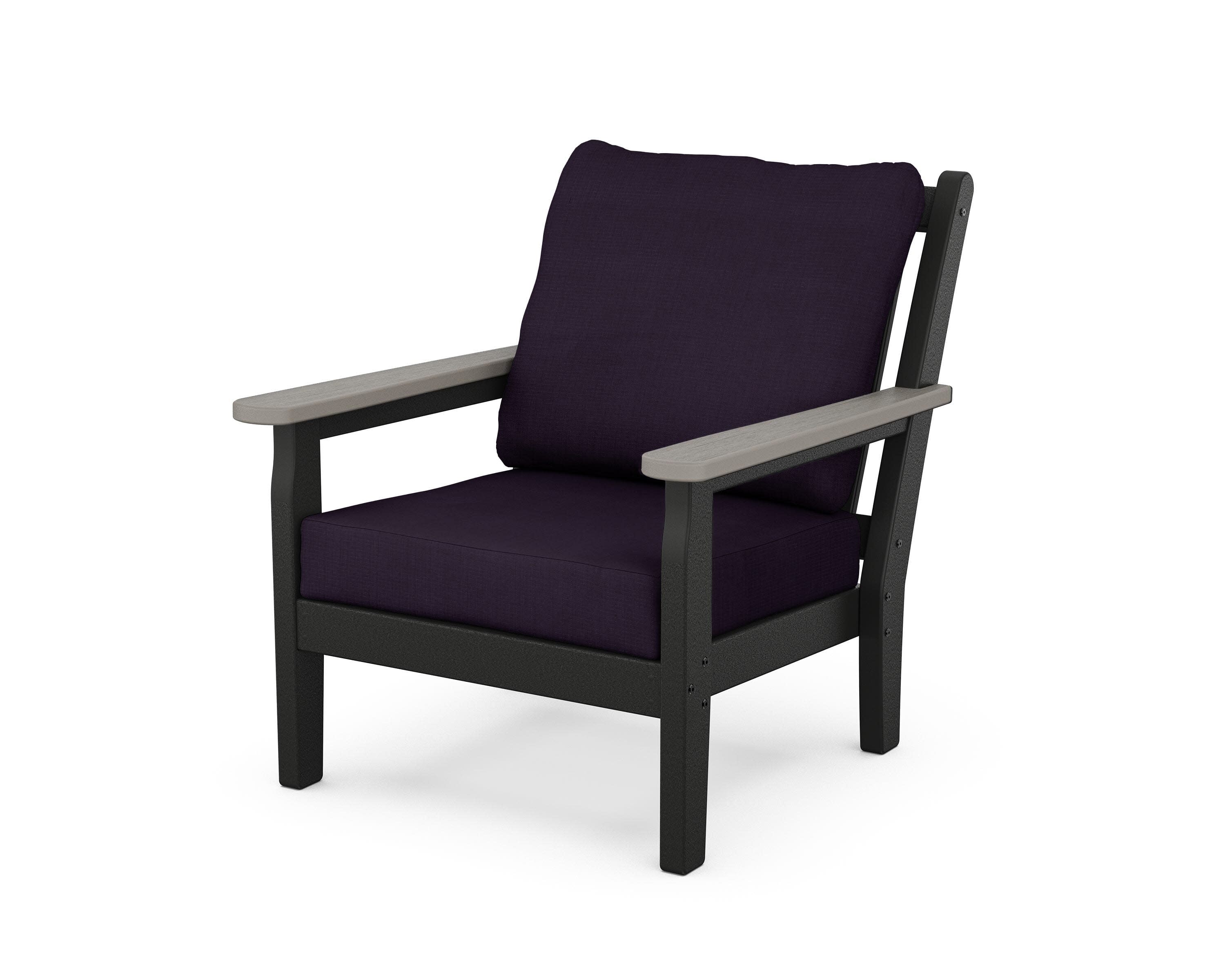 Chippendale Deep Seating Chair in Black / Driftwood / Navy Linen