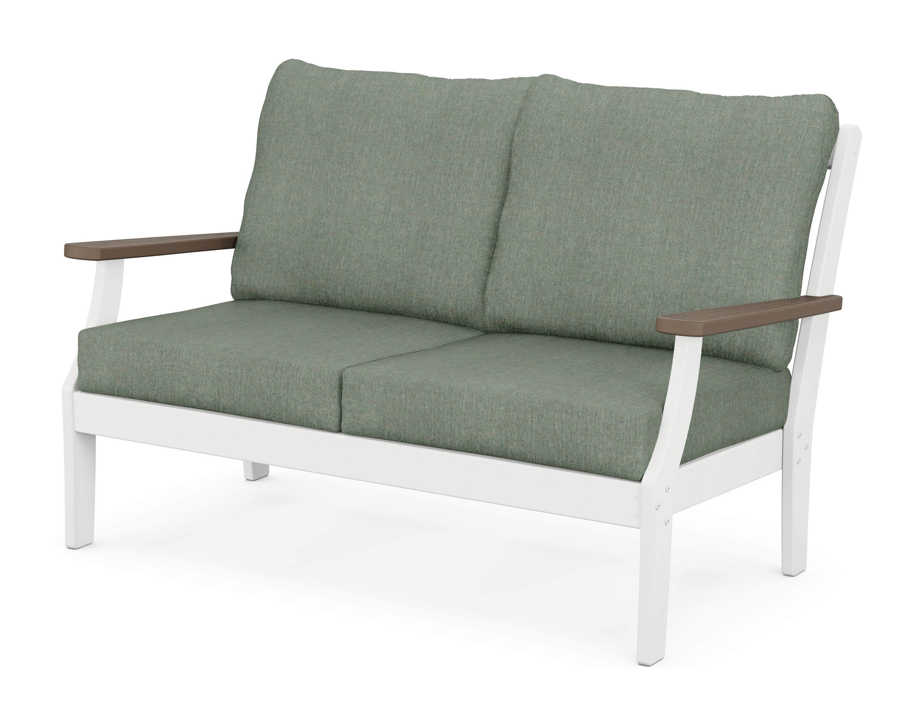 Braxton Deep Seating Loveseat in White / Kona / Cast Sage