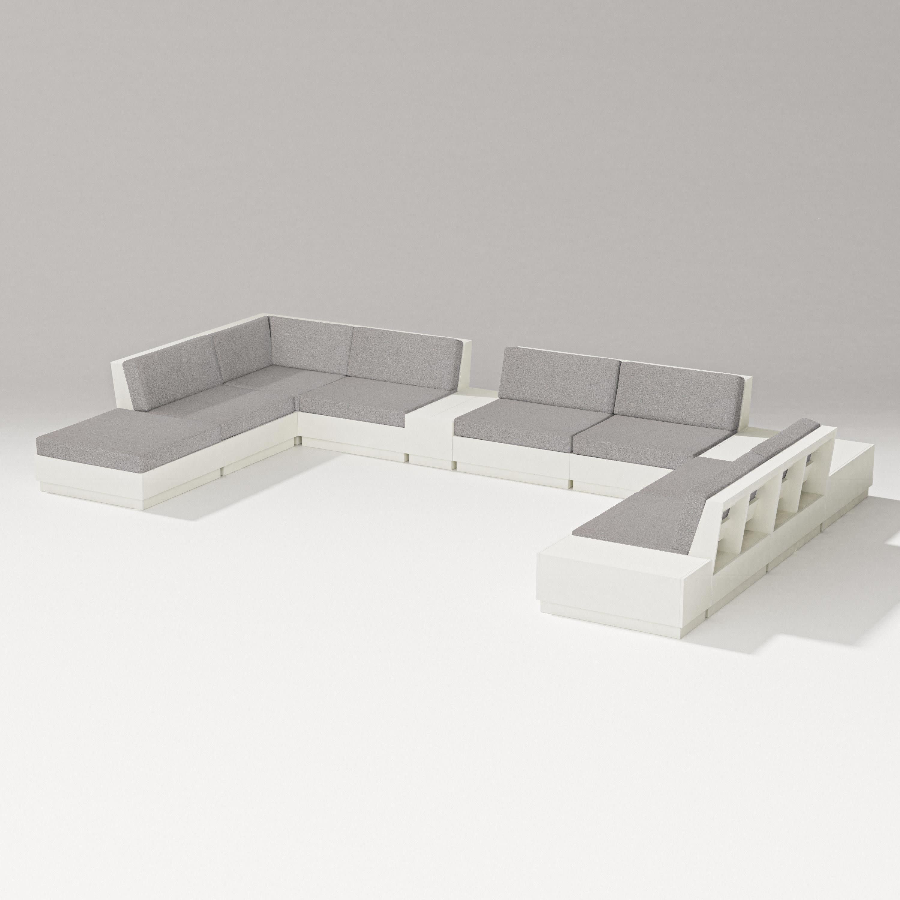 Elevate 11-Piece Conversation Sectional Set in Vintage White / Grey Mist