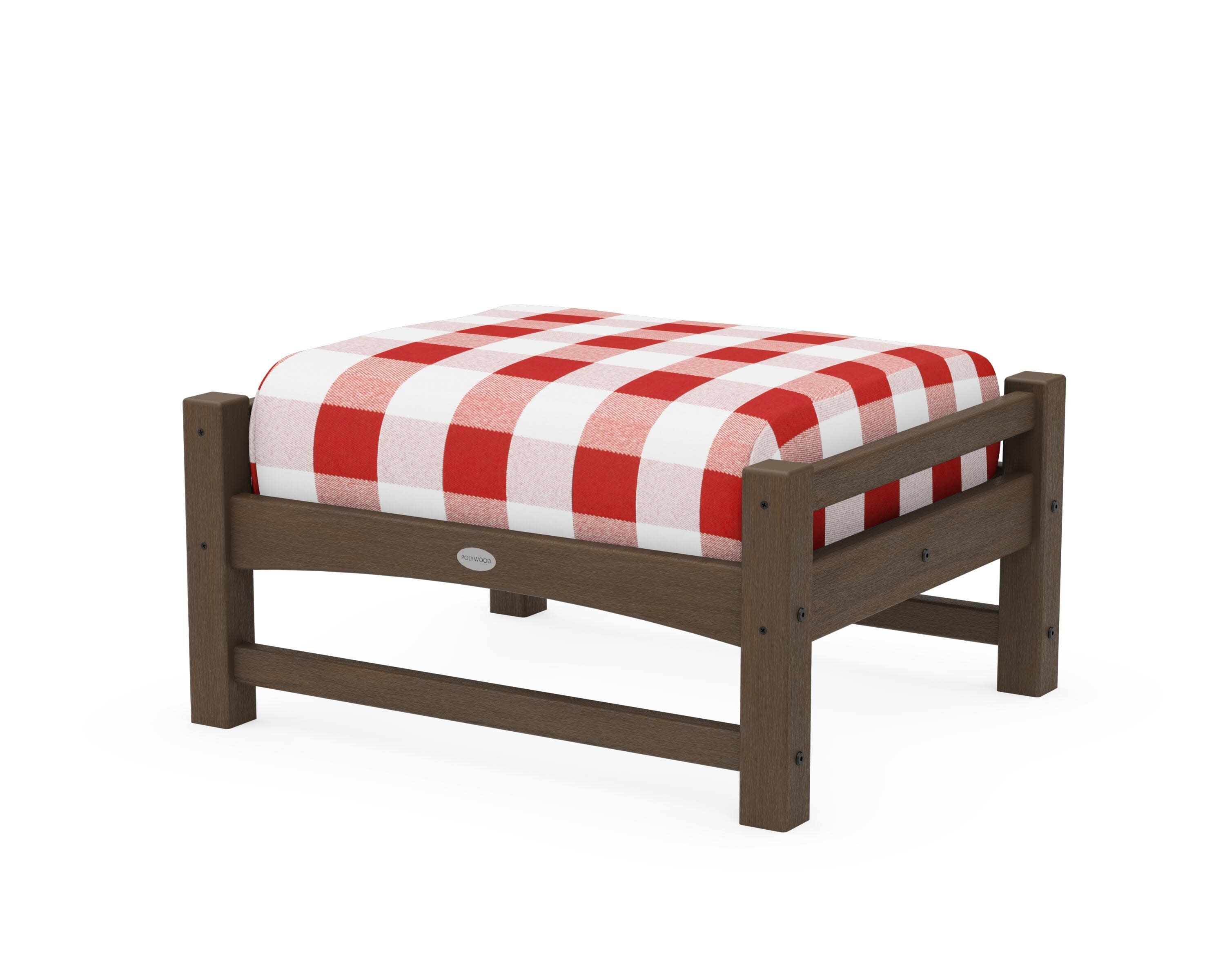 Club Ottoman in Kona / Buffalo Plaid Crimson
