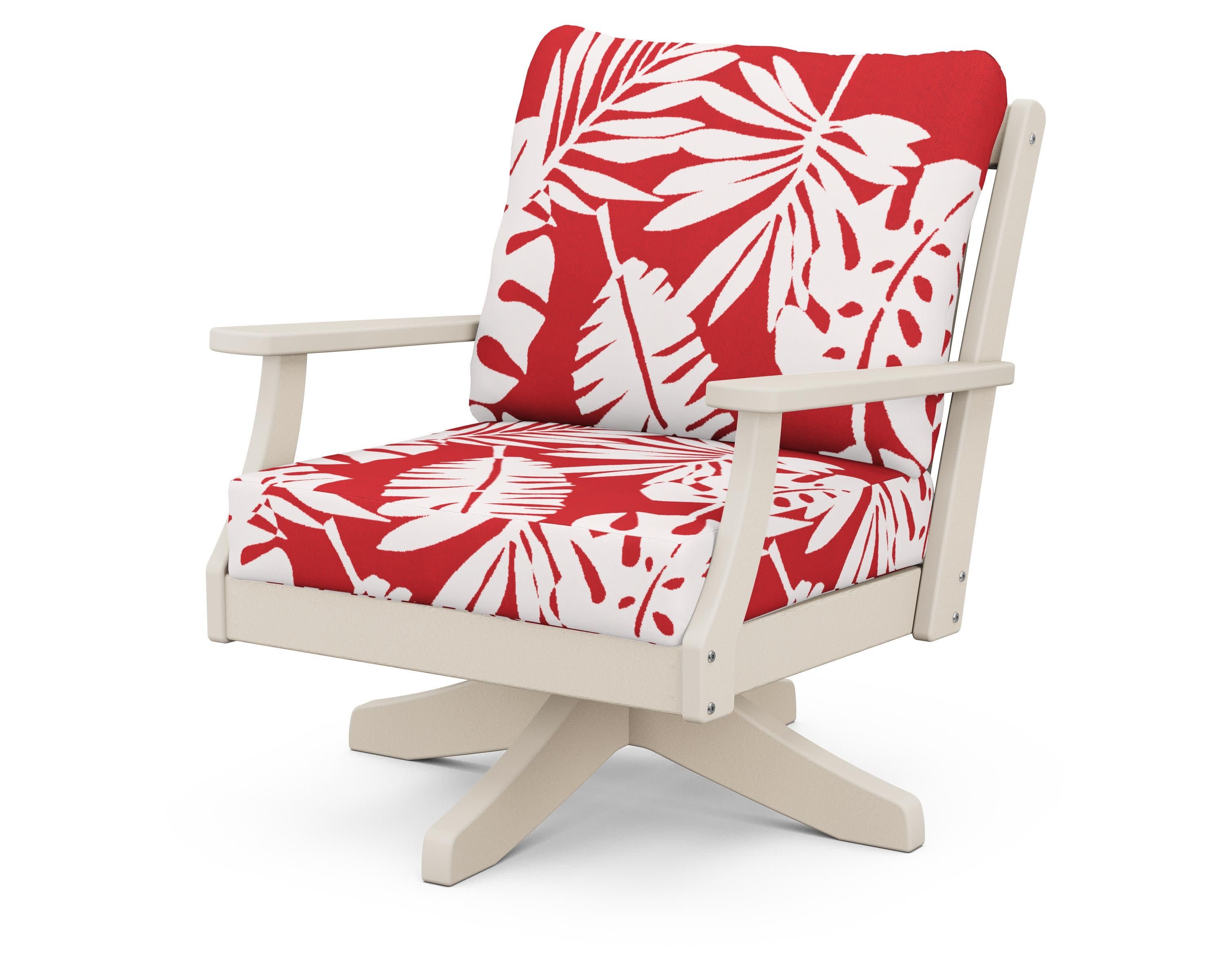 Braxton Deep Seating Swivel Chair in Sand / Leaf Crimson