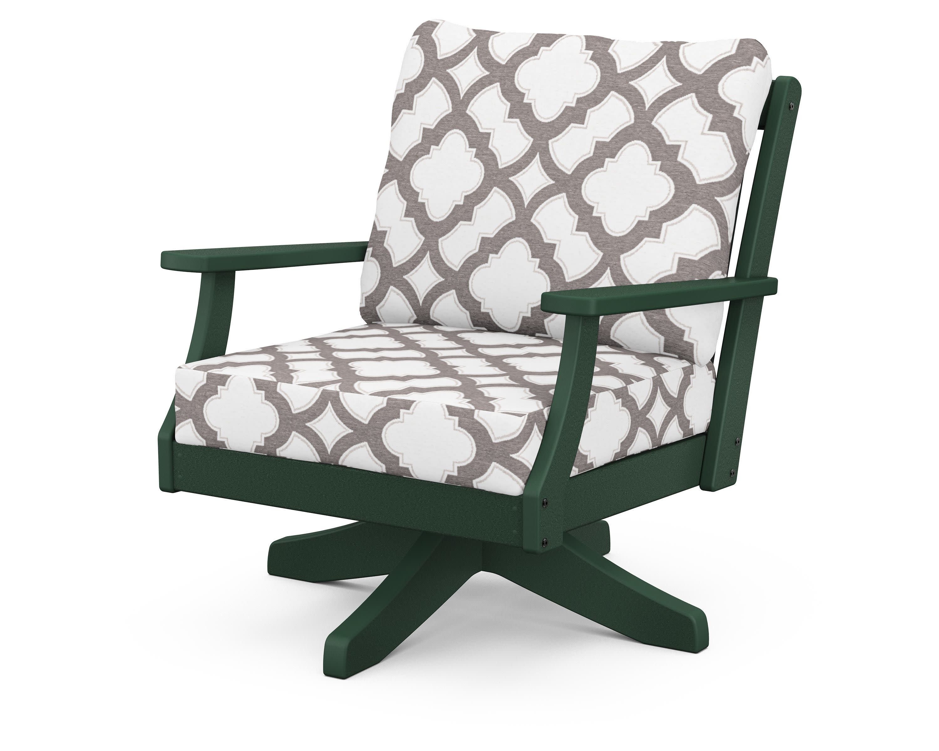 Braxton Deep Seating Swivel Chair in Green / Trellis Grey Mist