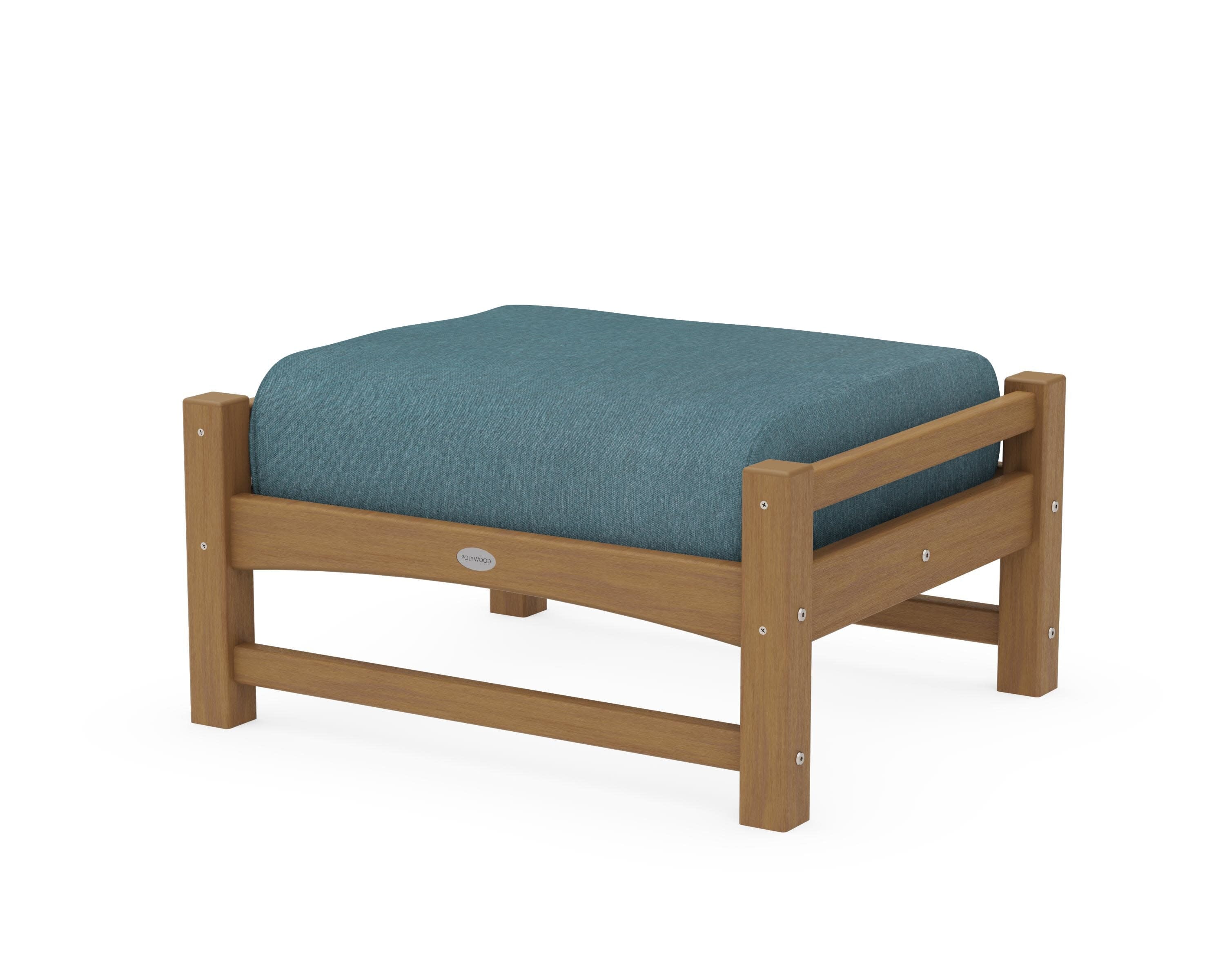 Club Ottoman in Natural / Ocean Teal