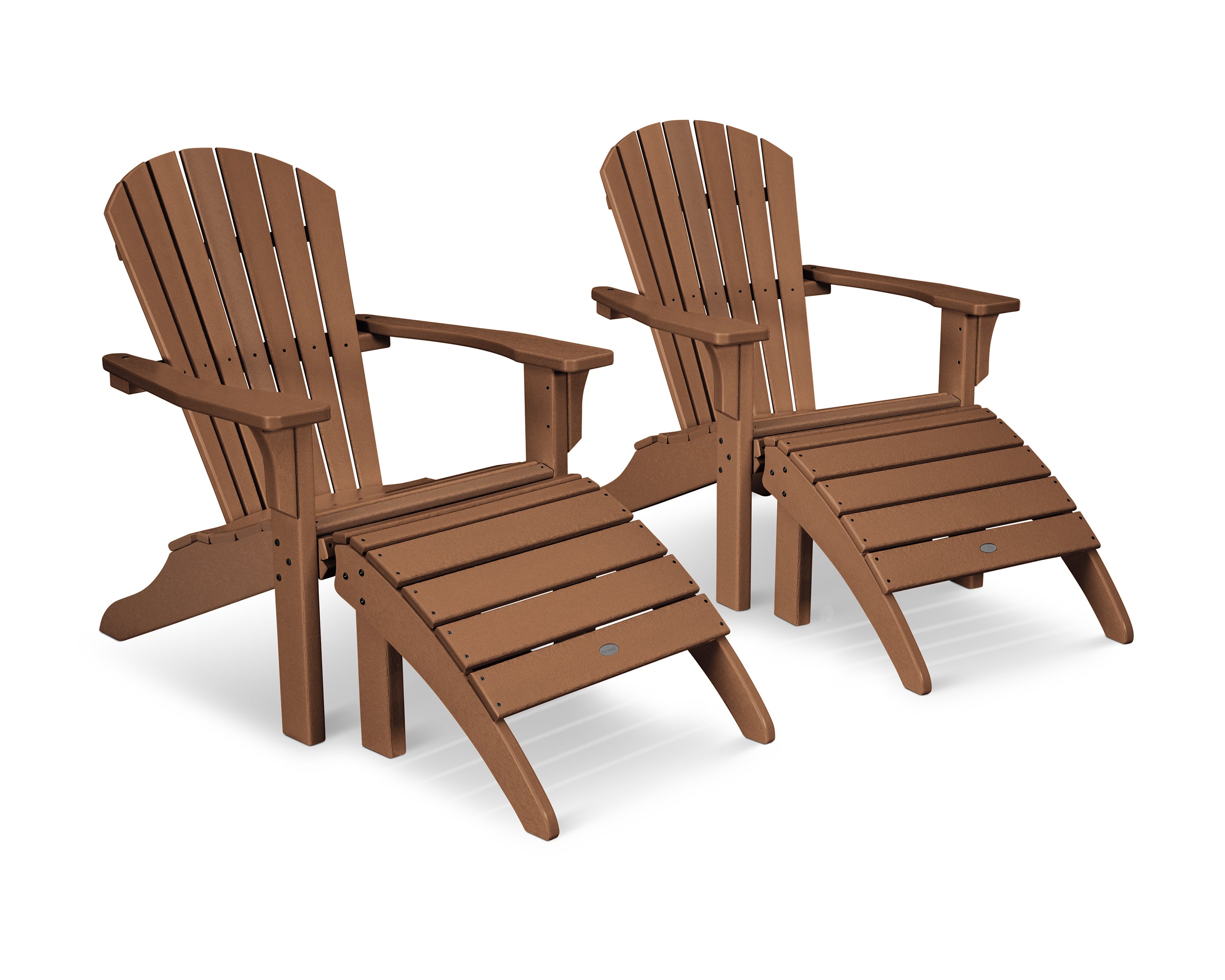 Seashell Adirondack Set with Ottomans in Teak