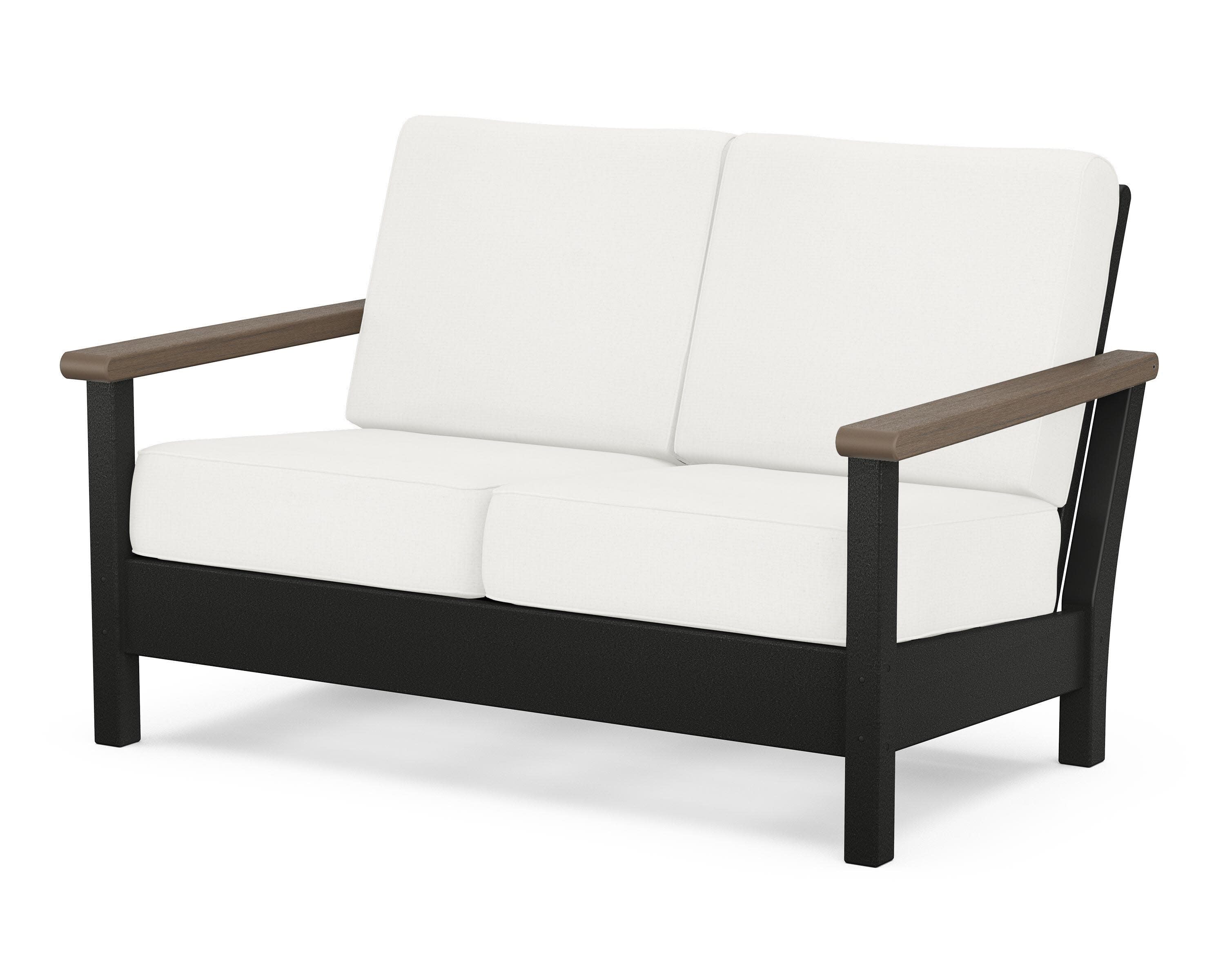 Harbour Deep Seating Loveseat in Black / Kona / Natural Linen