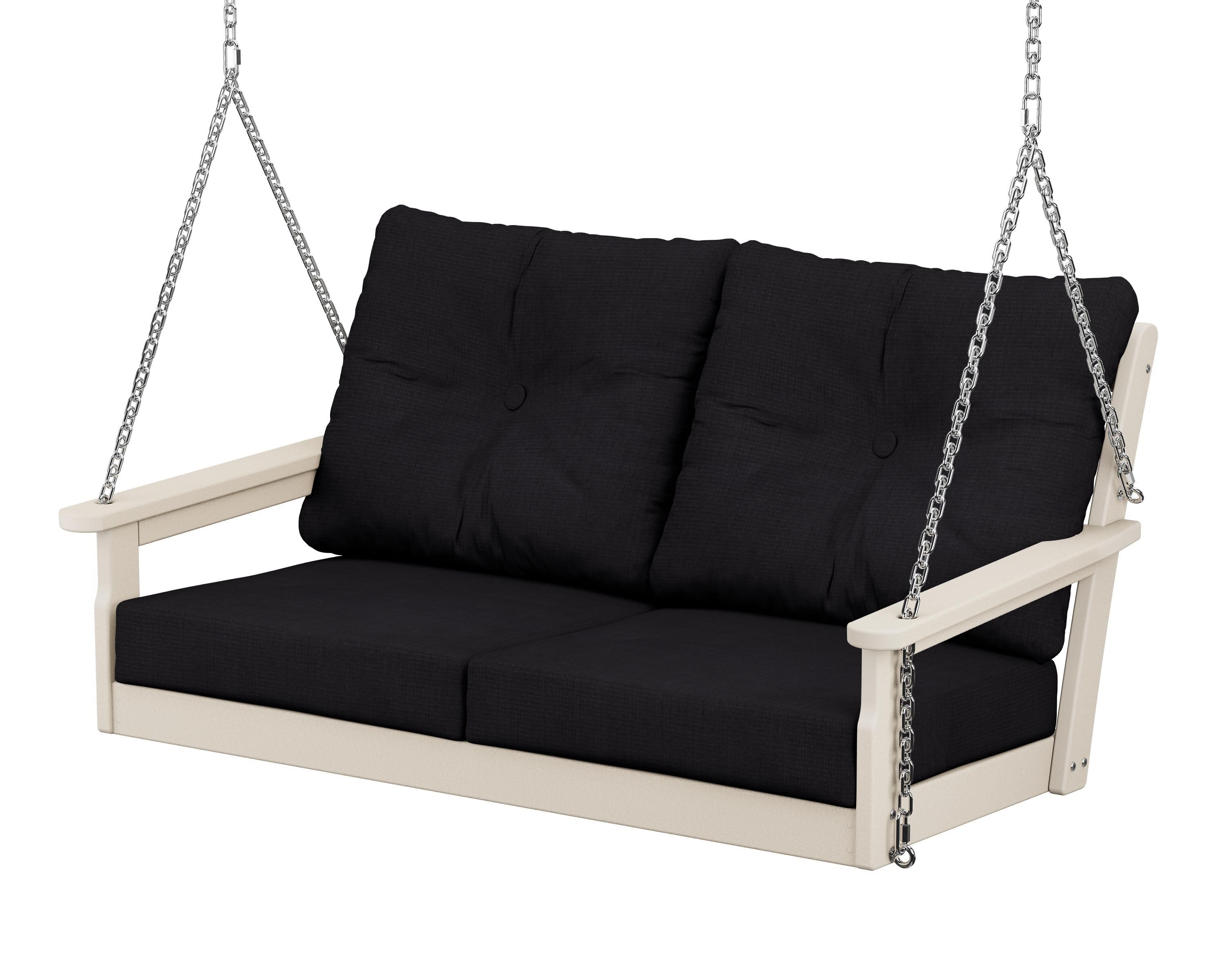 Vineyard Deep Seating Swing in Sand / Midnight Linen