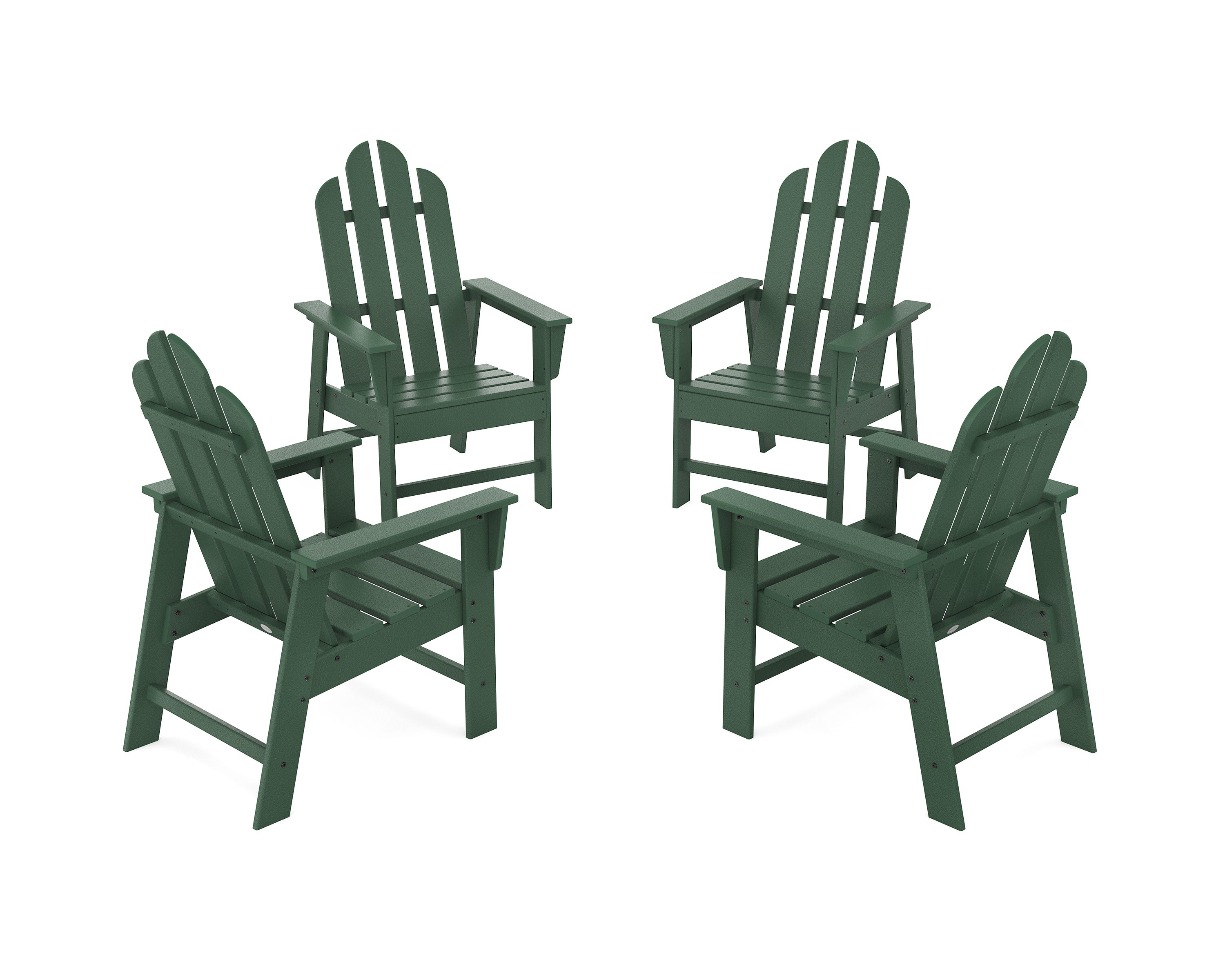 Long Island 4-Piece Upright Adirondack Conversation Set in Green